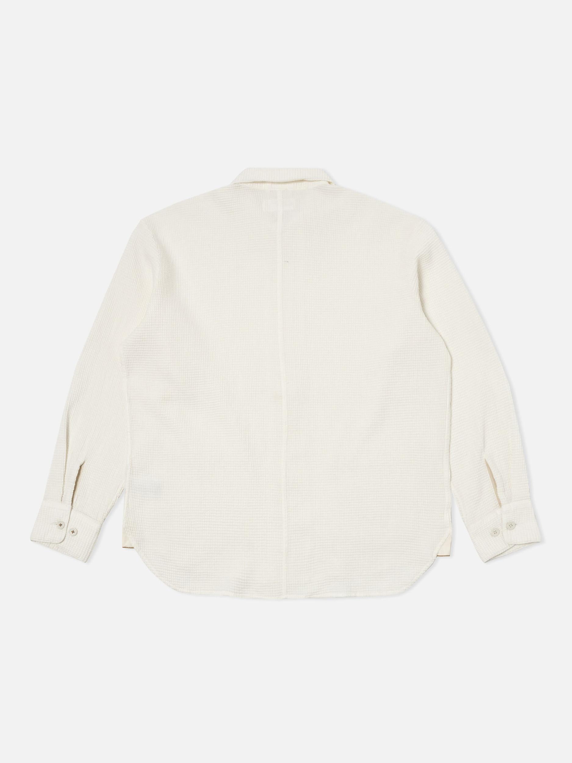 Universal Works Travail Overshirt in Ecru Japanese Waffle Product Image