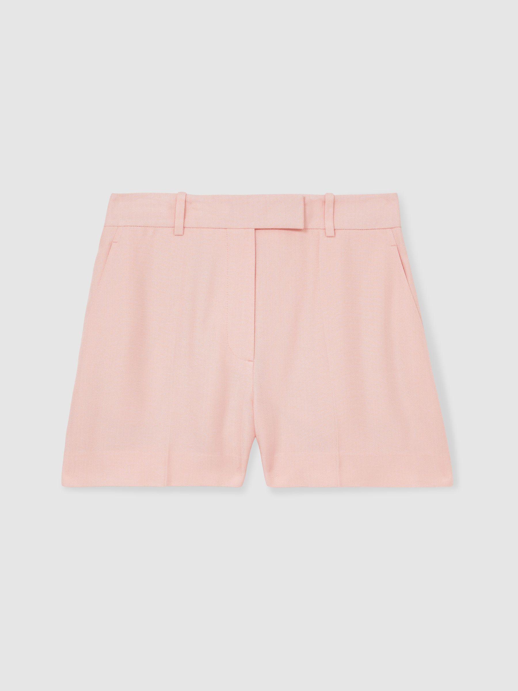 Mid-Rise Tailored Shorts in Pink Product Image