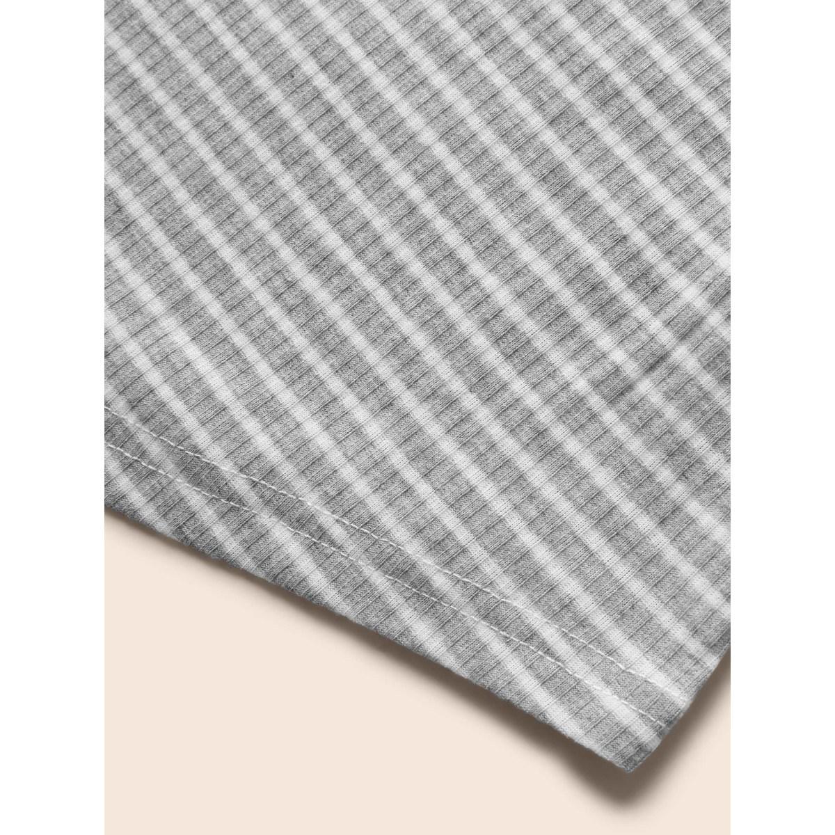 Plus Size Striped Pocket Arc Hem Tank Top Women Silver Casual Everyday Tank Tops Camis BloomChic 10/M Product Image