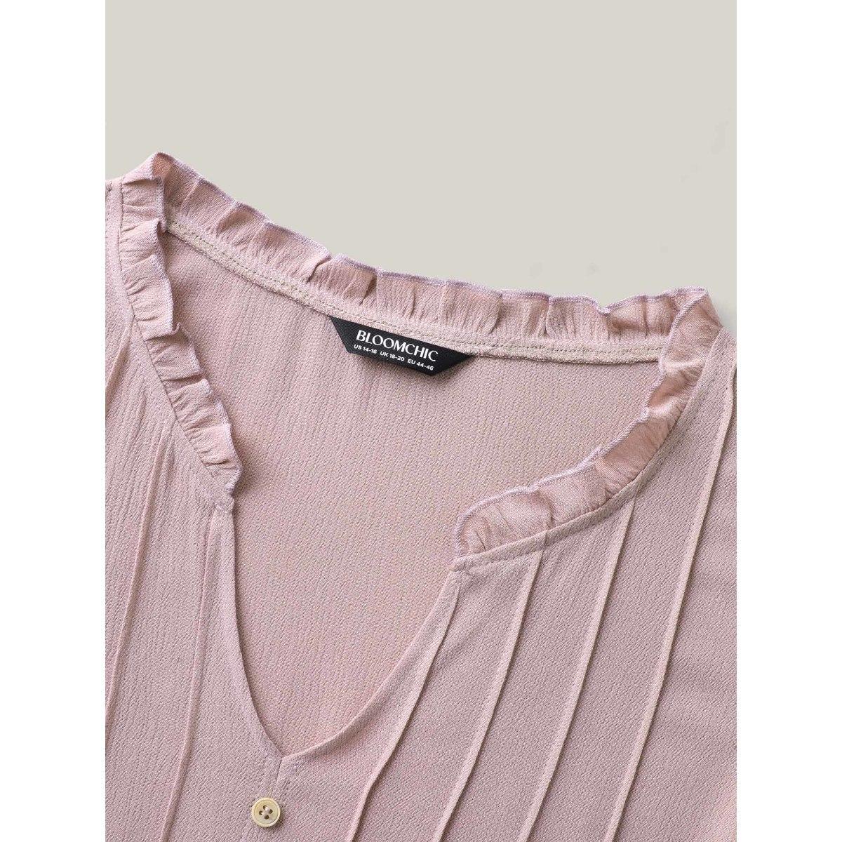 Plus Size Toothpick Pleat Button Detail Sleeveless Top Women Lilac Timeless Tucked seam Notched collar Vacation Tank Tops Camis BloomChic 30/6X Product Image