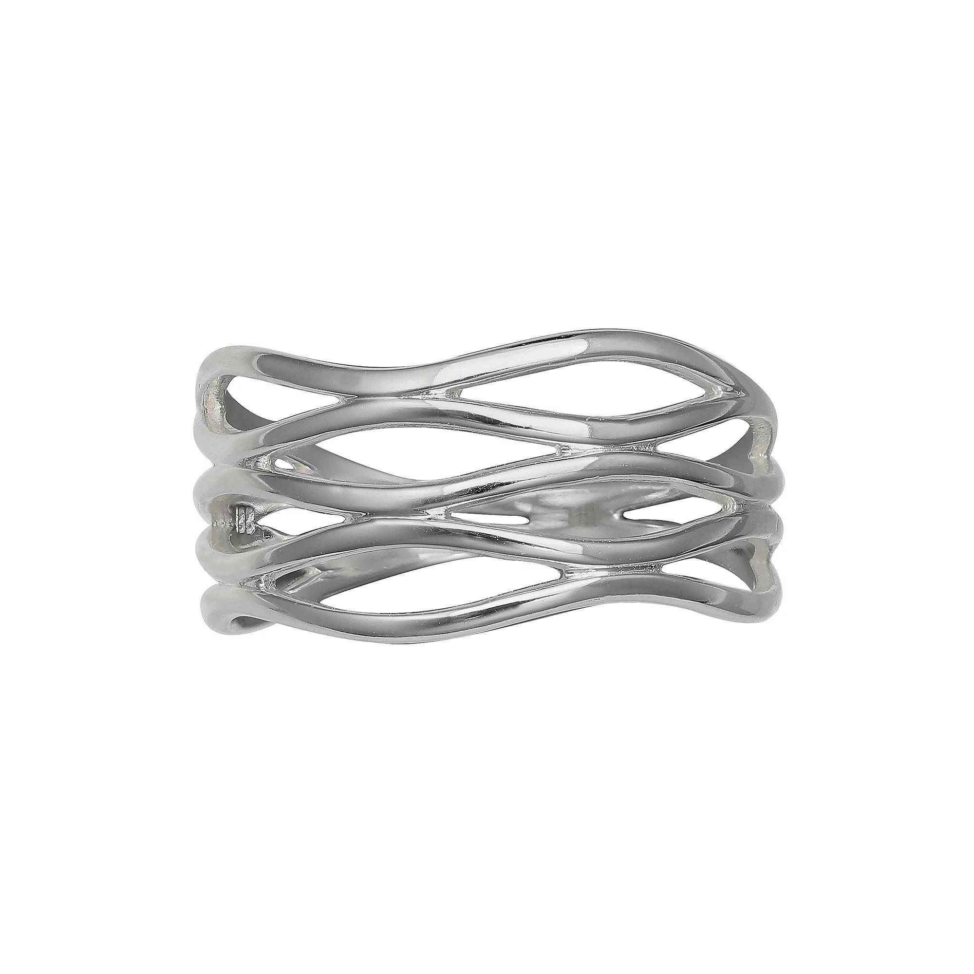 PRIMROSE Sterling Silver Wave Ring, Women's, Size: 6 Product Image