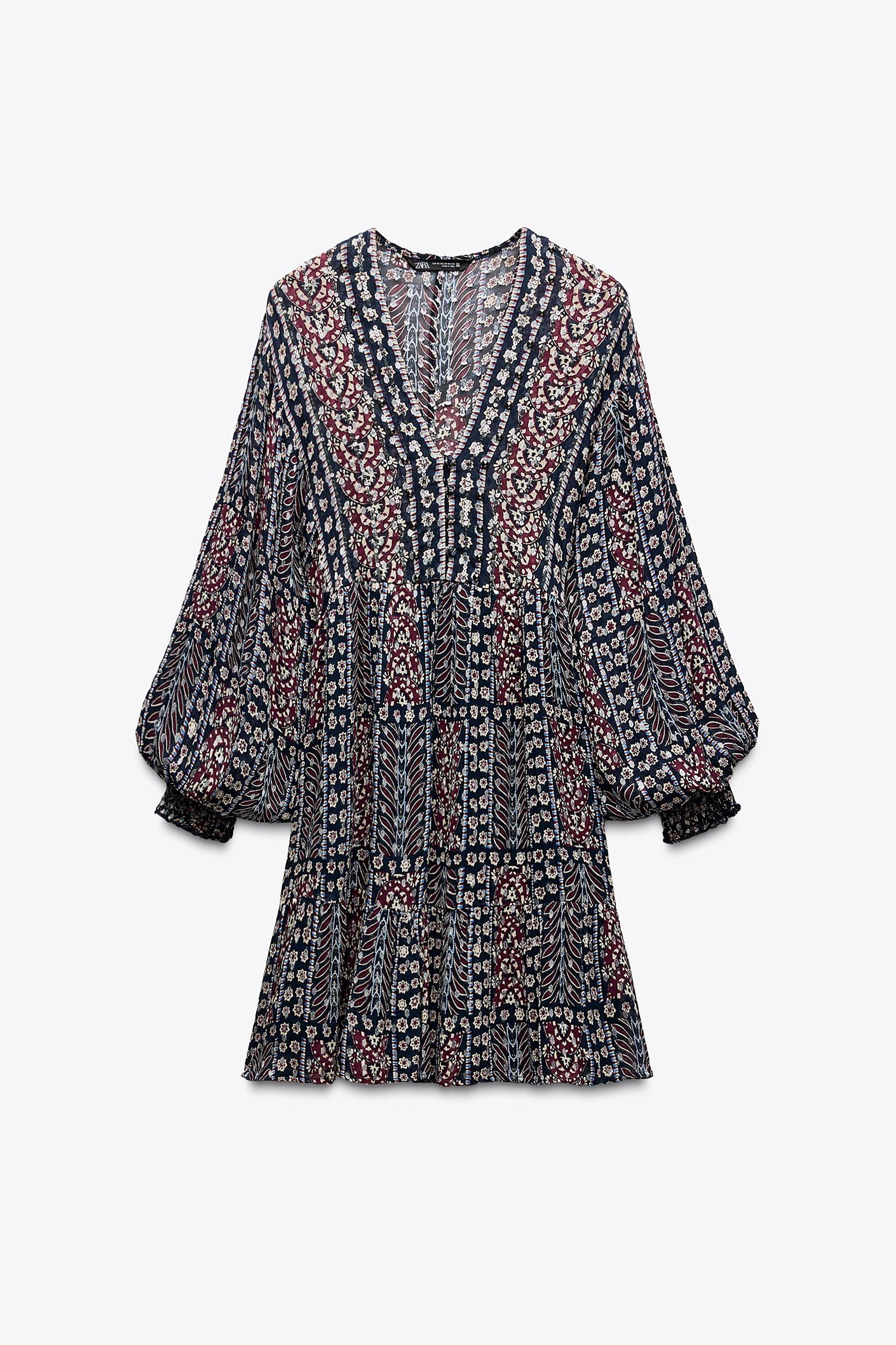 METALLIC THREAD PRINTED DRESS Product Image