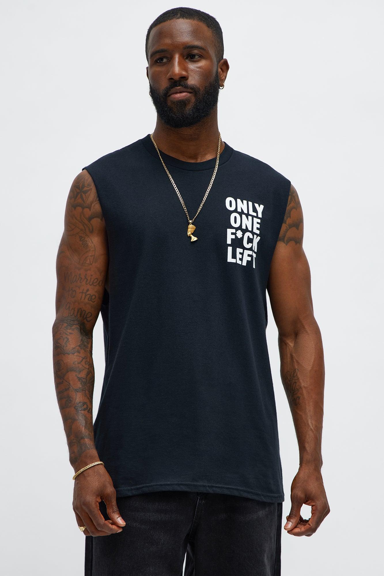 One One F*ck Left Muscle Tee - Black Male Product Image