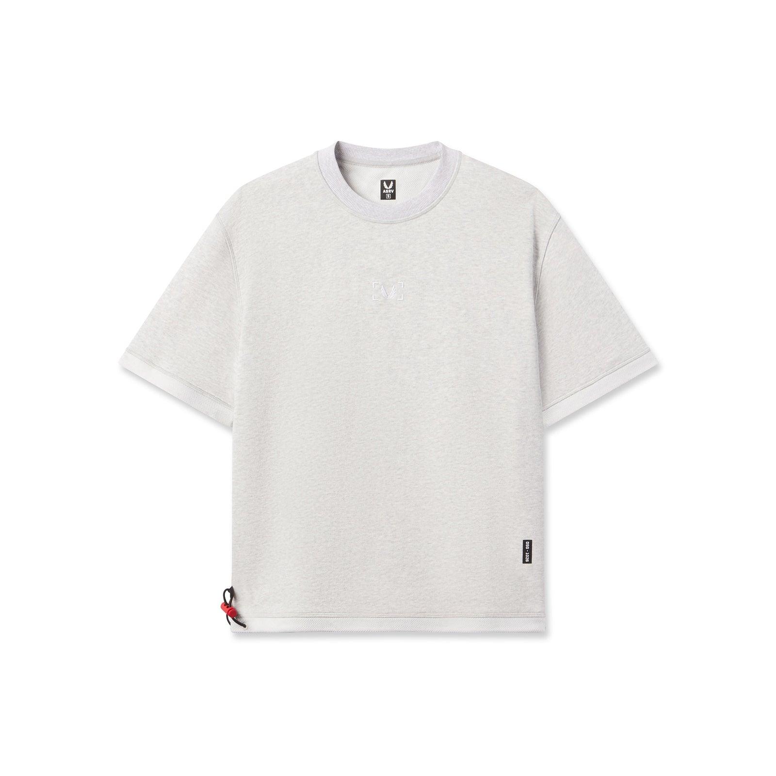 1026. Herringbone Terry Oversized Cinch Tee - Heather Grey Product Image