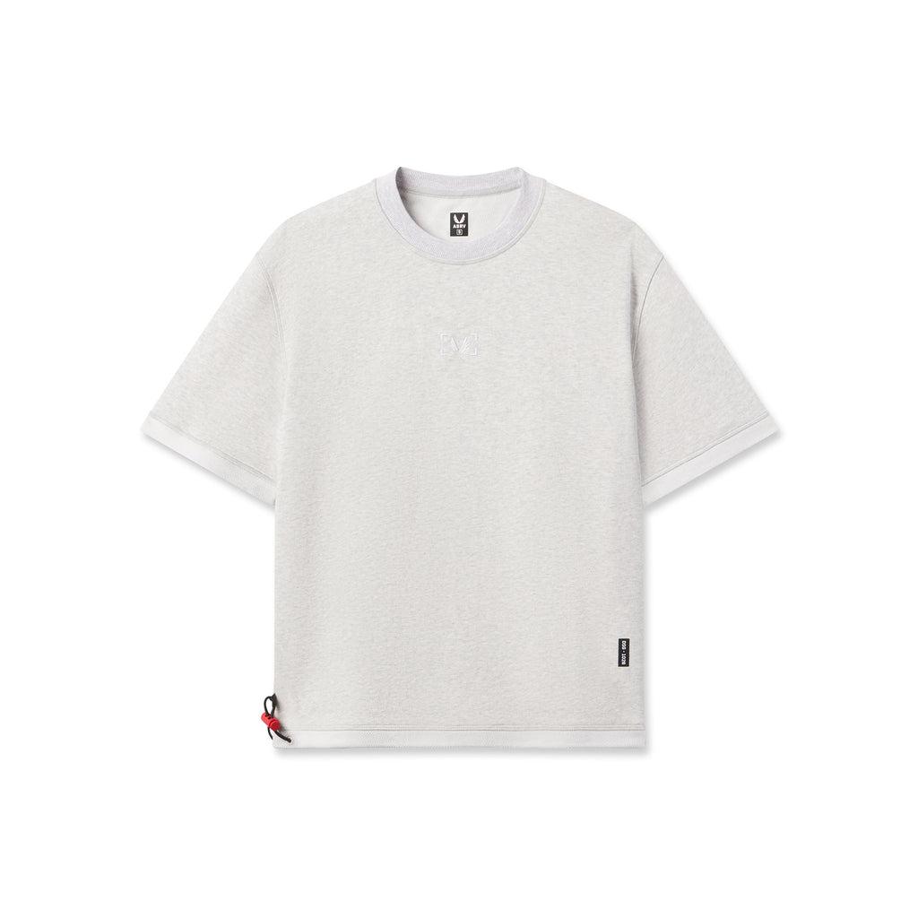 1026. Herringbone Terry Oversized Cinch Tee - Heather Grey Product Image