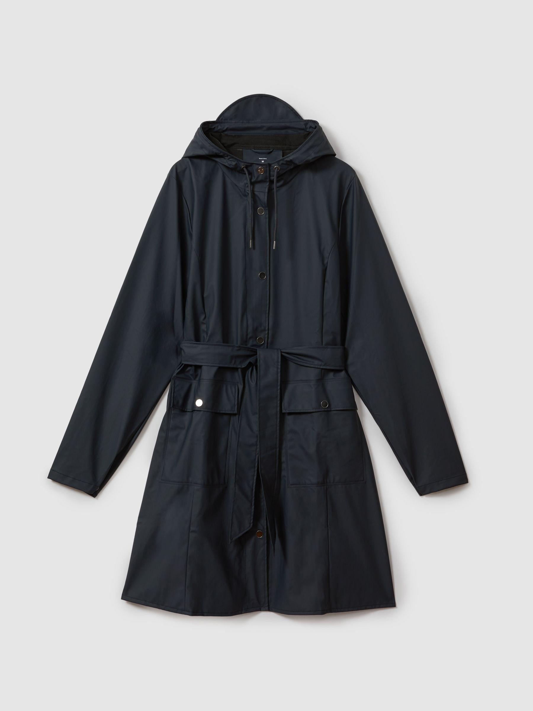 Rains Navy Belted Raincoat in Navy Product Image