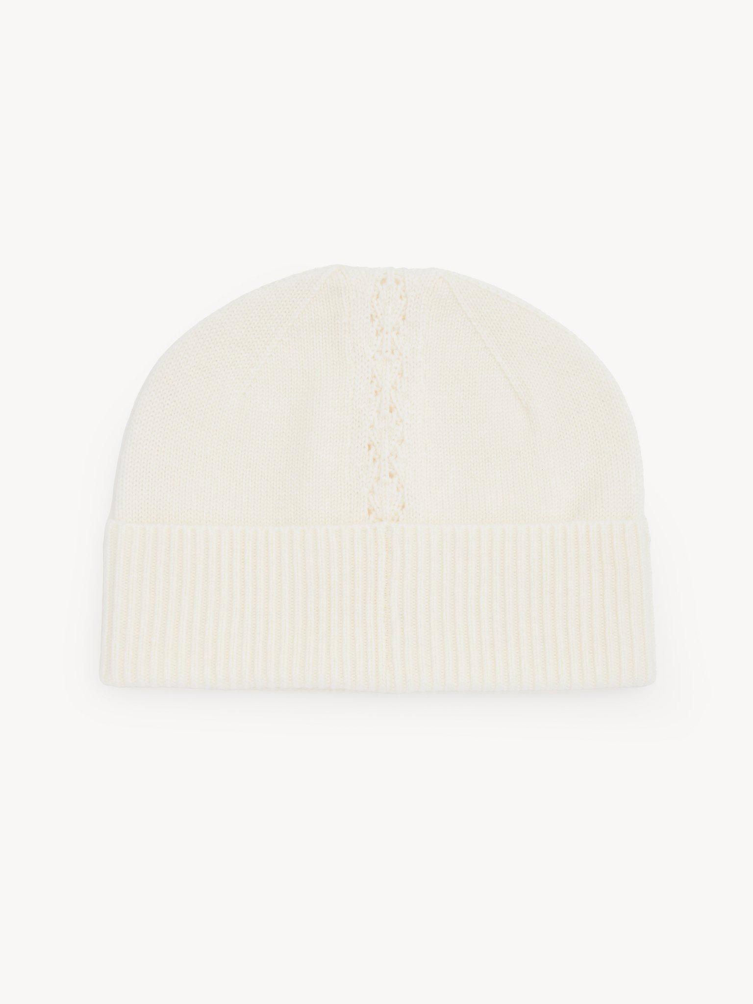 The Chloé Lace Knit beanie in wool & lace jacquard Product Image