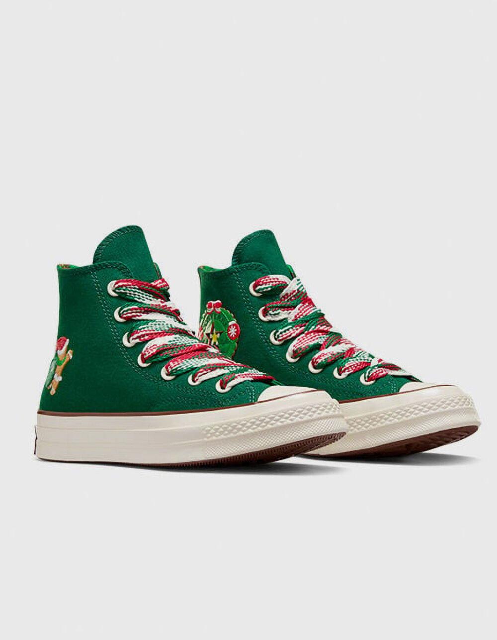 CONVERSE Chuck 70 Christmas High Top Womens Shoes - GREEN Product Image