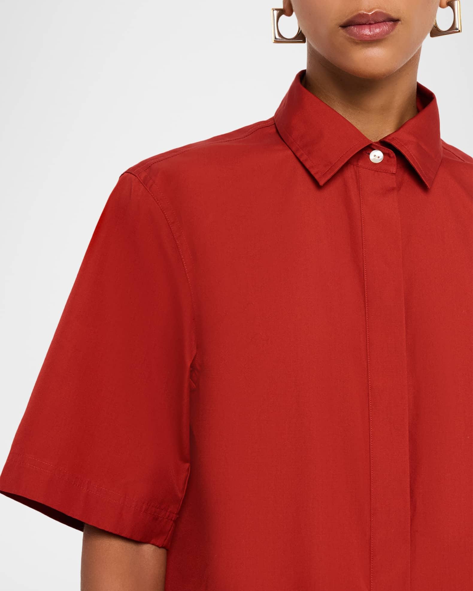 Short-Sleeve Cropped Cotton Shirt Product Image