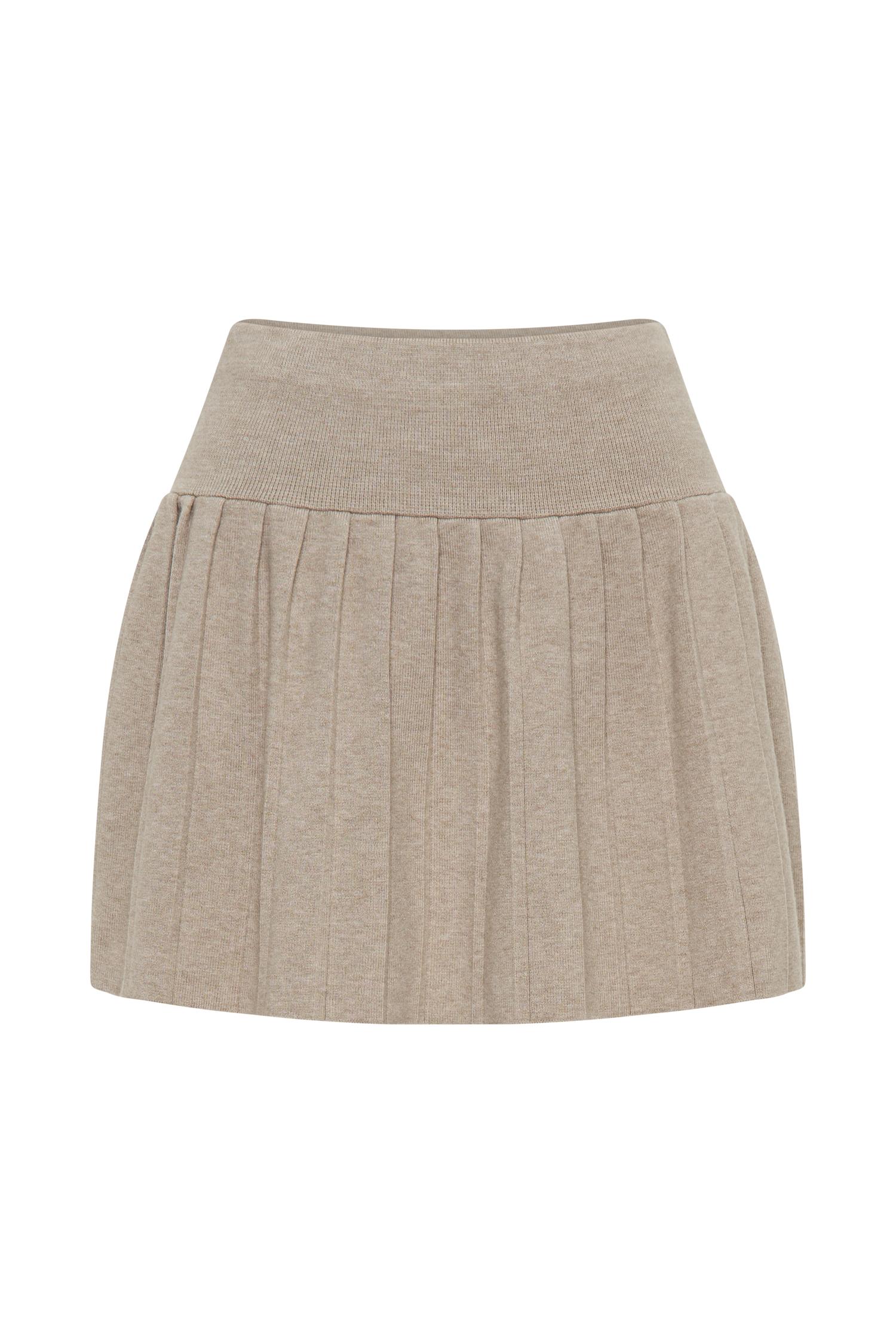 Beverly Knit Pleated Mini Skirt - Oak Product Image