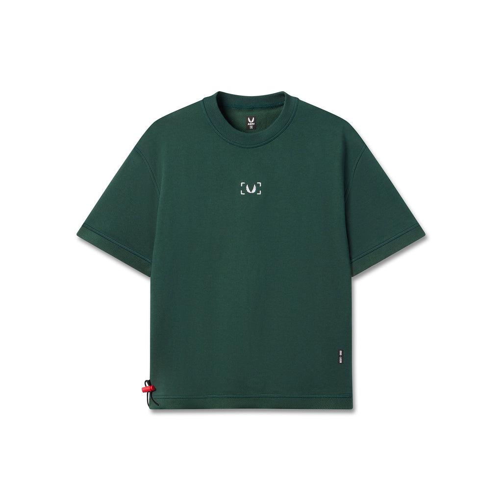 1026. Herringbone Terry Oversized Cinch Tee - Forest Green Product Image