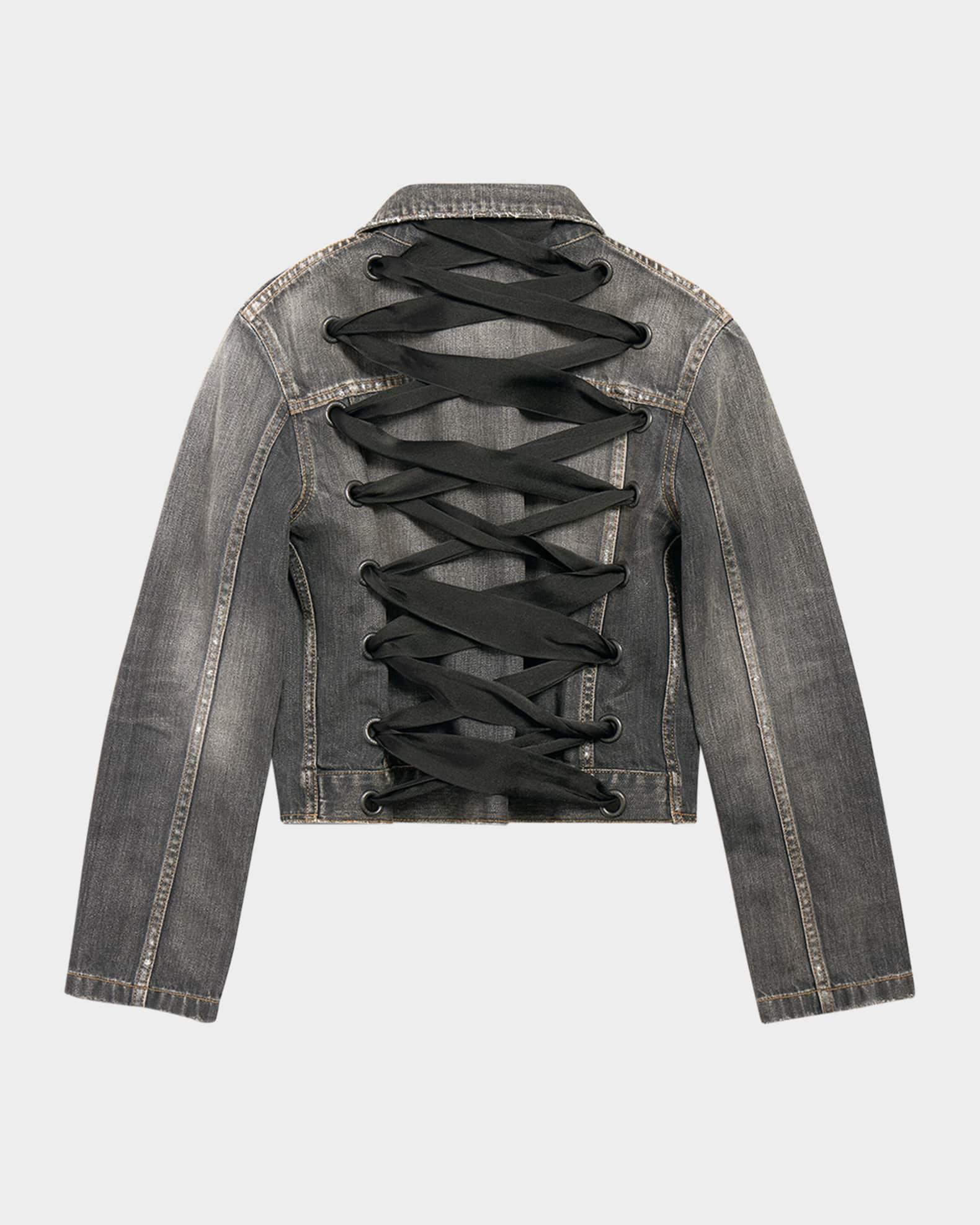 Lace-Up Denim Jacket Product Image