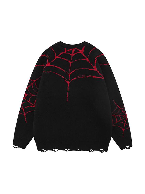 Contrast Color Spider Jacquard Sweater Product Image
