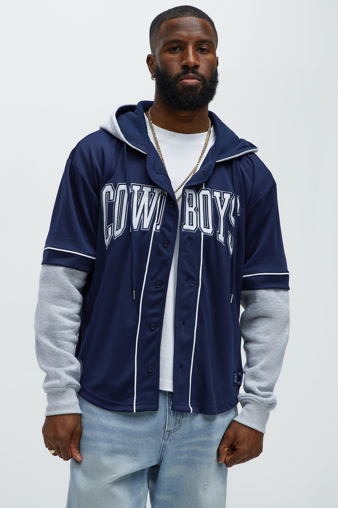 Cowboys Clean Up Baseball Hoodie - Grey/Blue Product Image