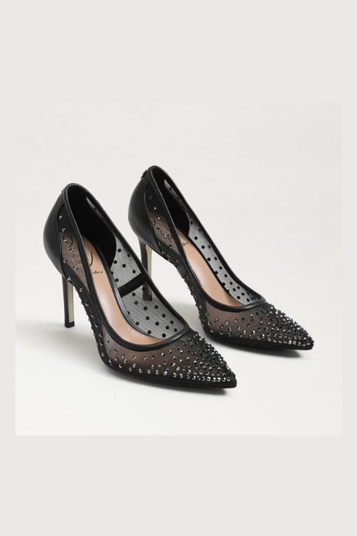 Hazel Mesh Pointed Toe Pump - Black Product Image