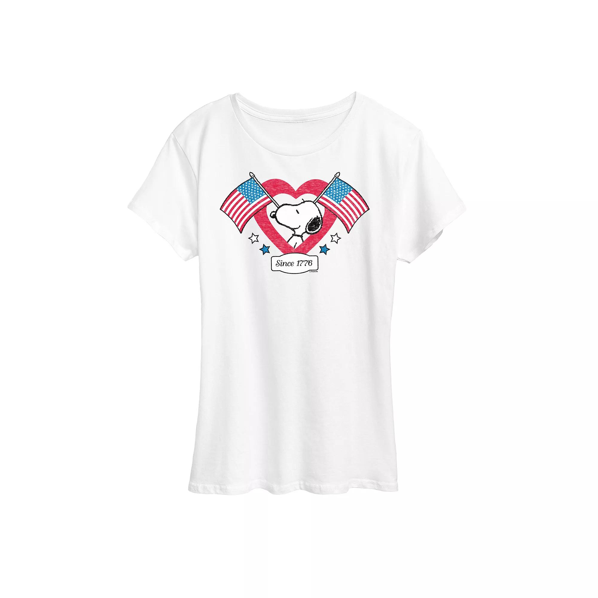 Women's Peanuts Snoopy Since 1776 Flag Heart Graphic Tee,  Product Image