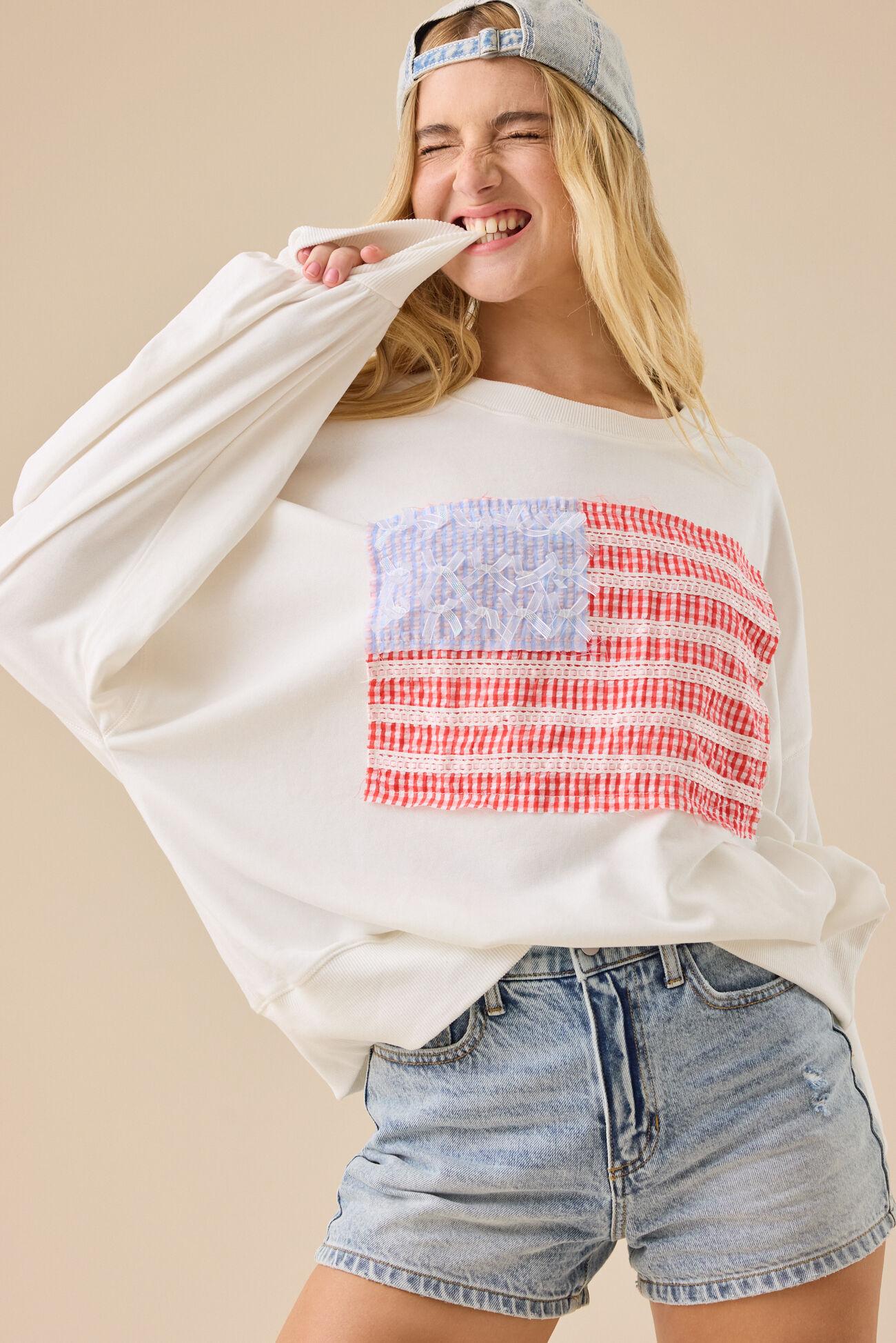 Embroidered Flag Sweatshirt Product Image