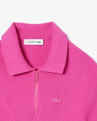 3D Ribbed Knit Polo Shirt Product Image