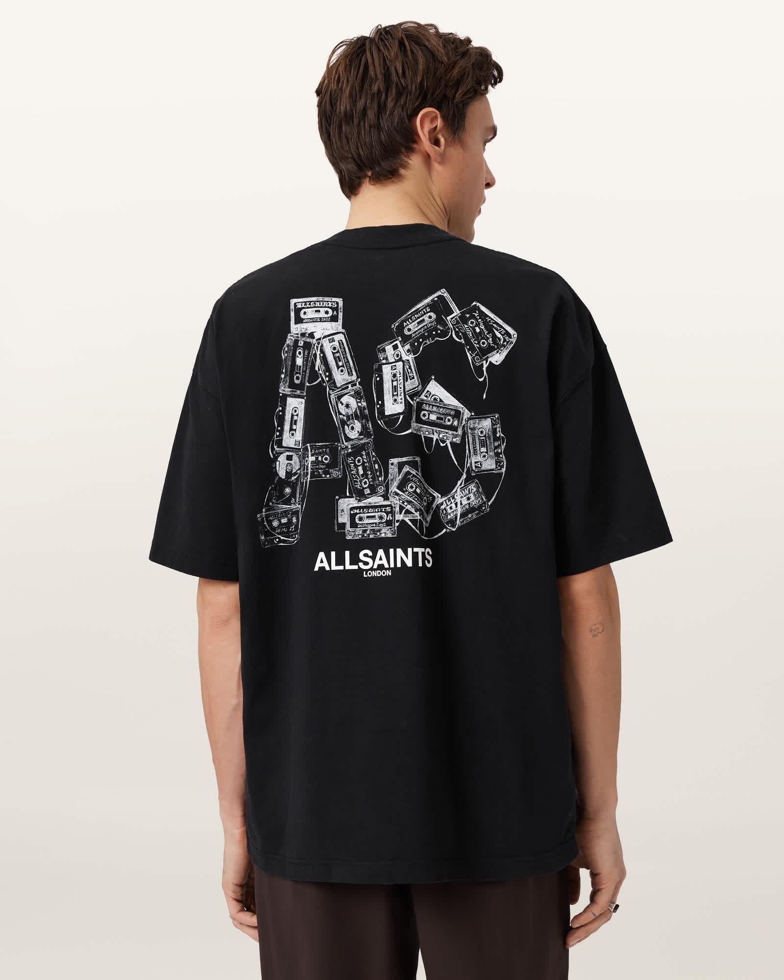 Mixtape Oversized Graphic T-Shirt Jet Black | ALLSAINTS US Product Image