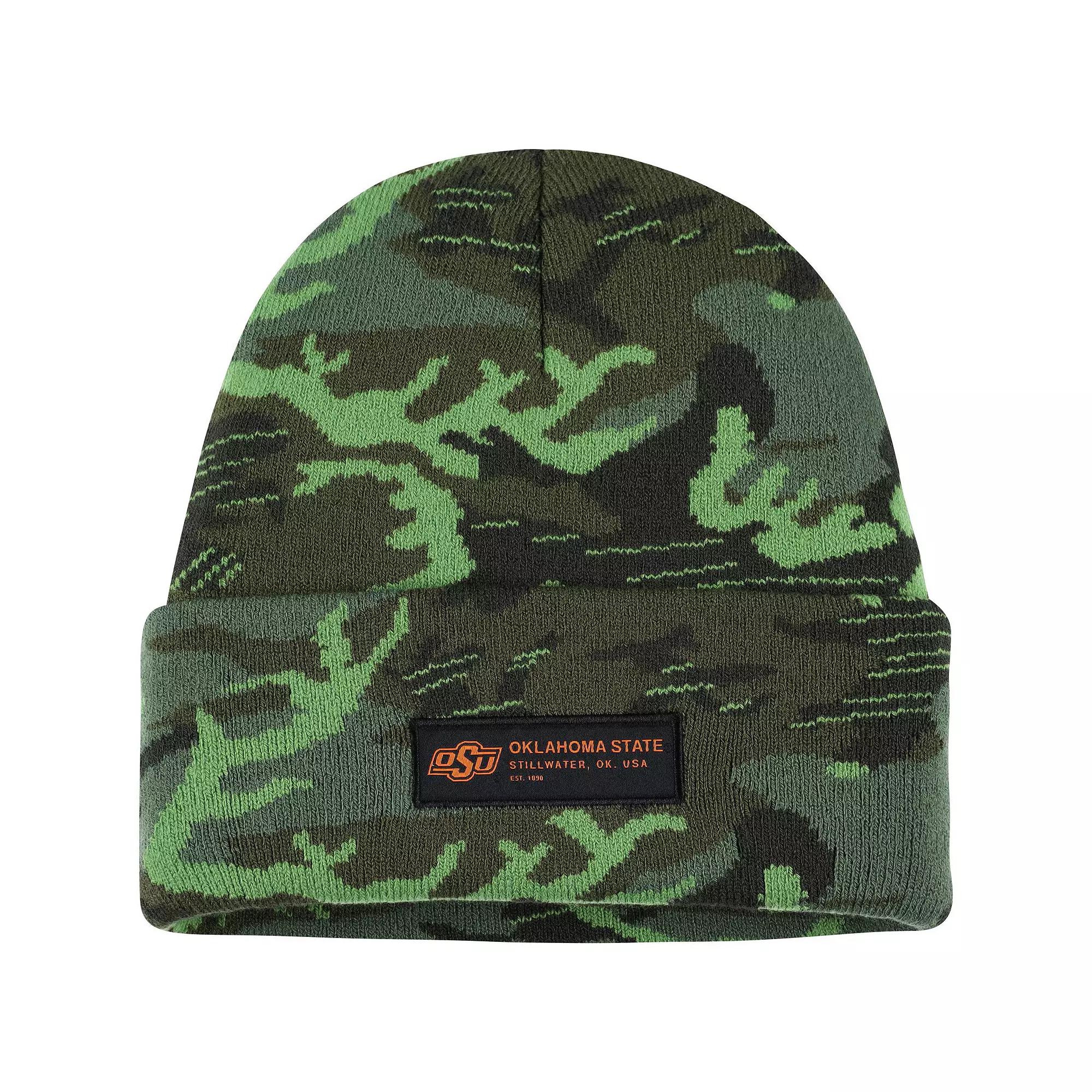 Men's Nike Camo Oklahoma State Cowboys Veterans Day Cuffed Knit Hat, Green Product Image