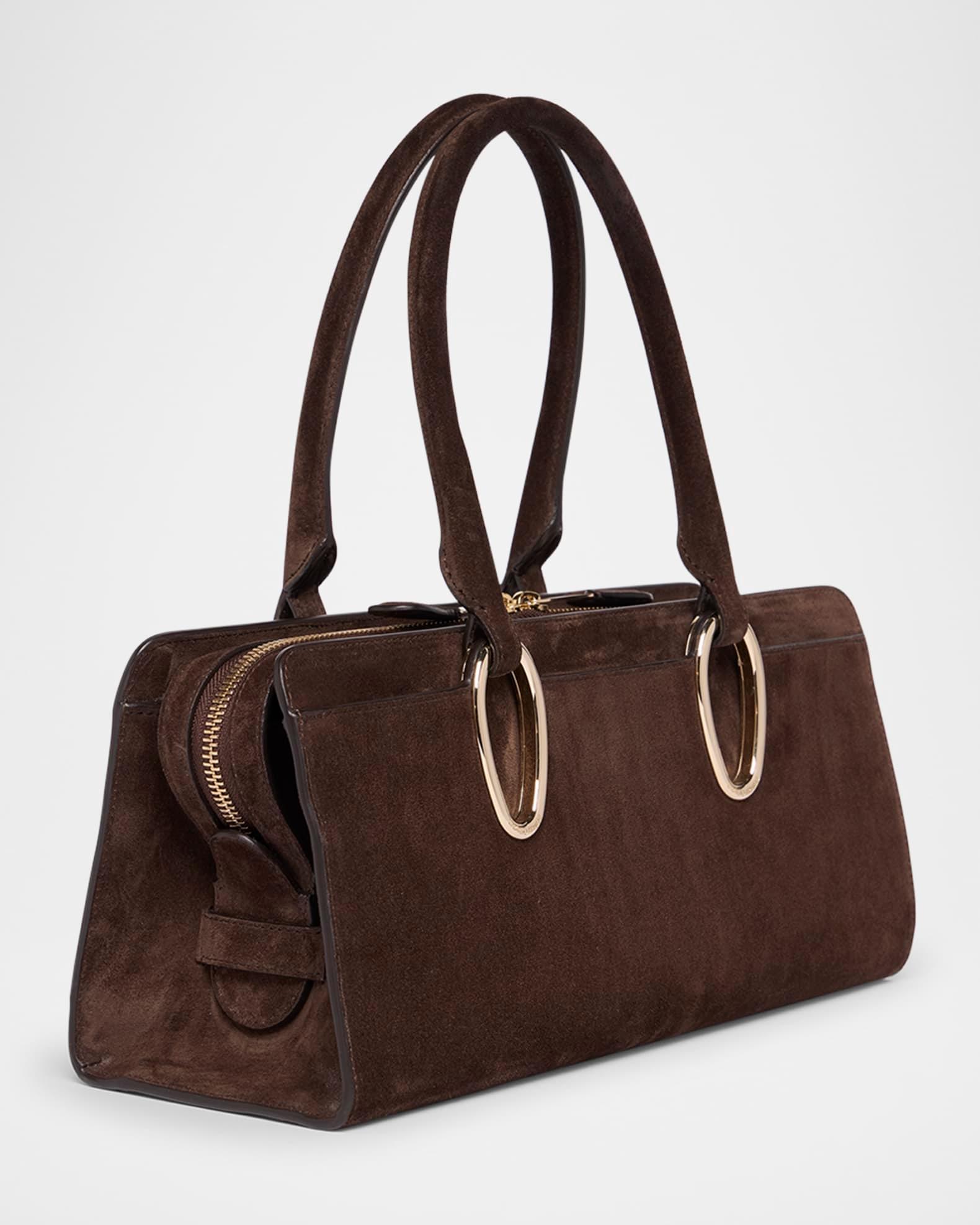 Ring-Embellished Suede Top-Handle Bag Product Image