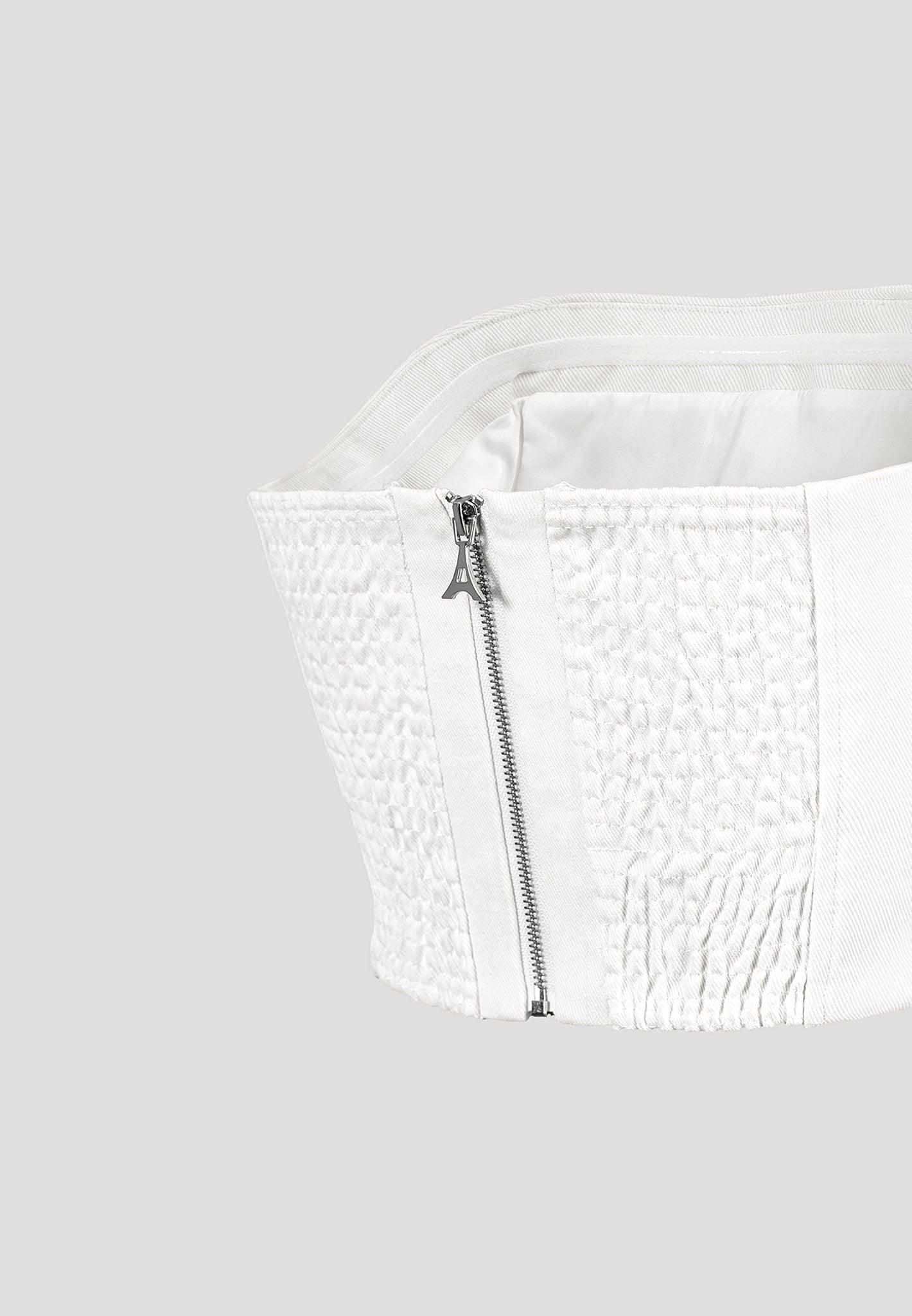 Denim Bandeau Corset Top - Off White Female Product Image