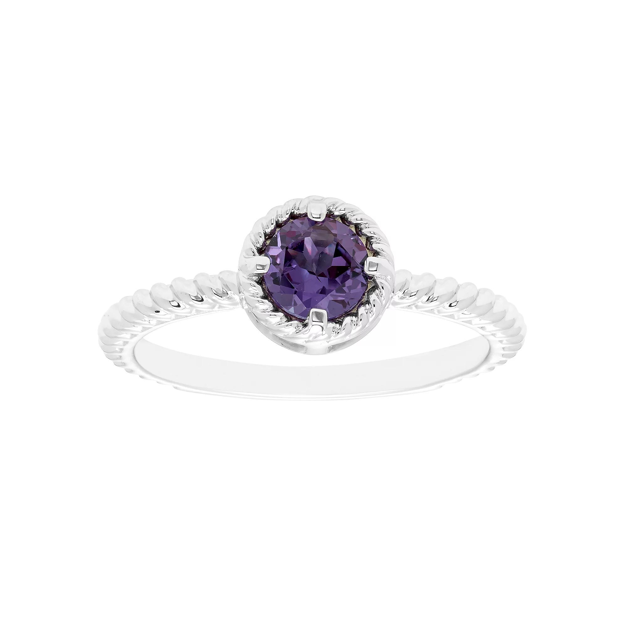 Boston Bay Diamonds Sterling Silver Lab-Grown Alexandrite Rope Halo Stacking Ring, Women's, Size: 7 Product Image