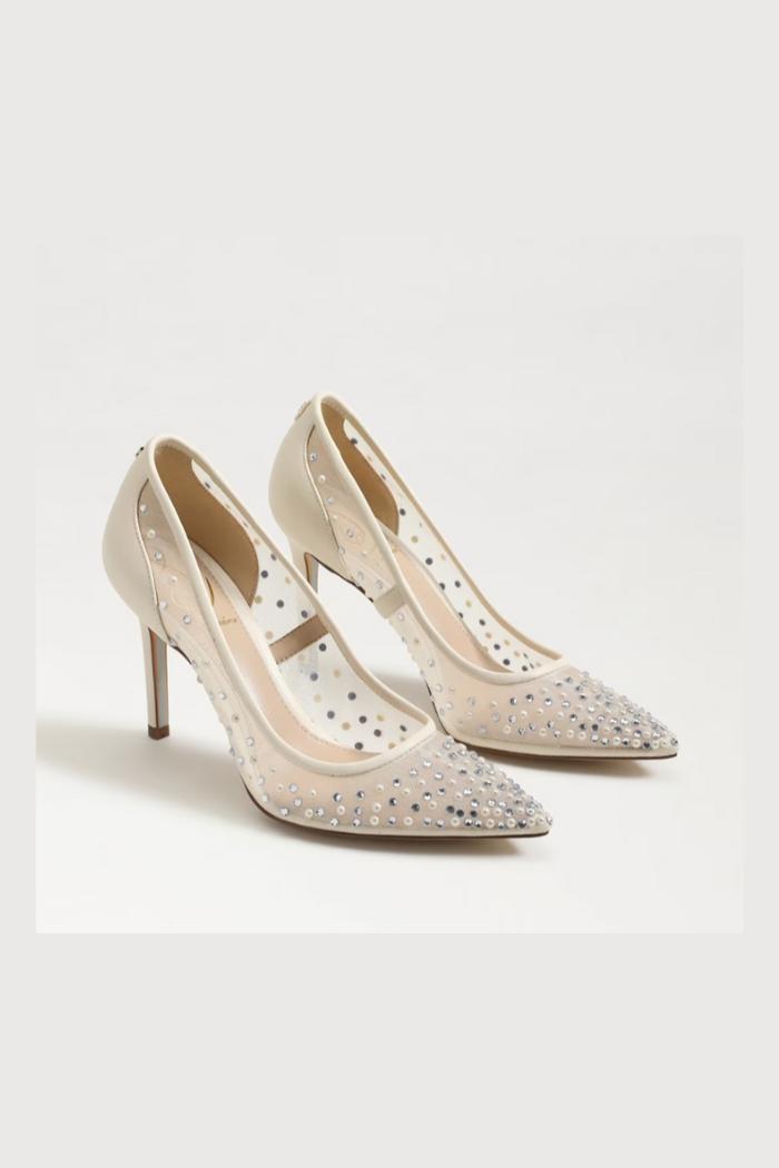 Hazel Mesh Pointed Toe Pump - Ivory Product Image