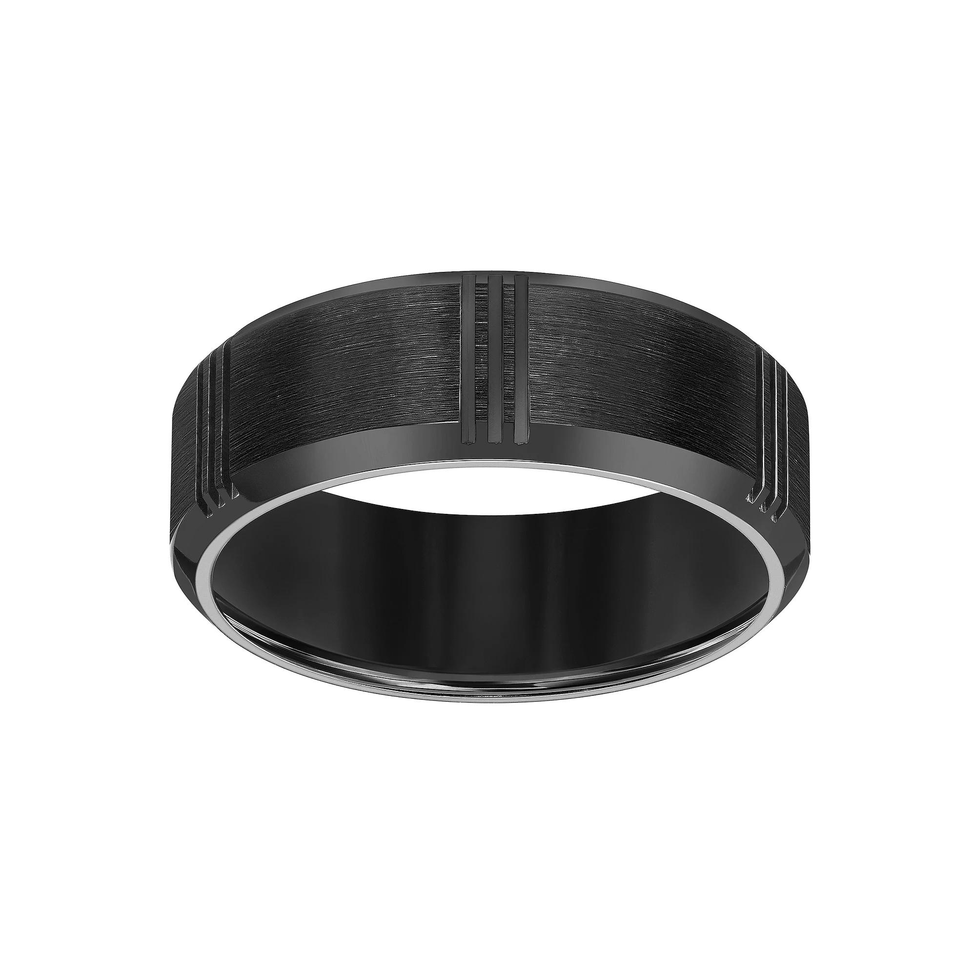 AXL Black Titanium 8 mm Comfort Fit Men's Band, Size: 9, Black silver Product Image