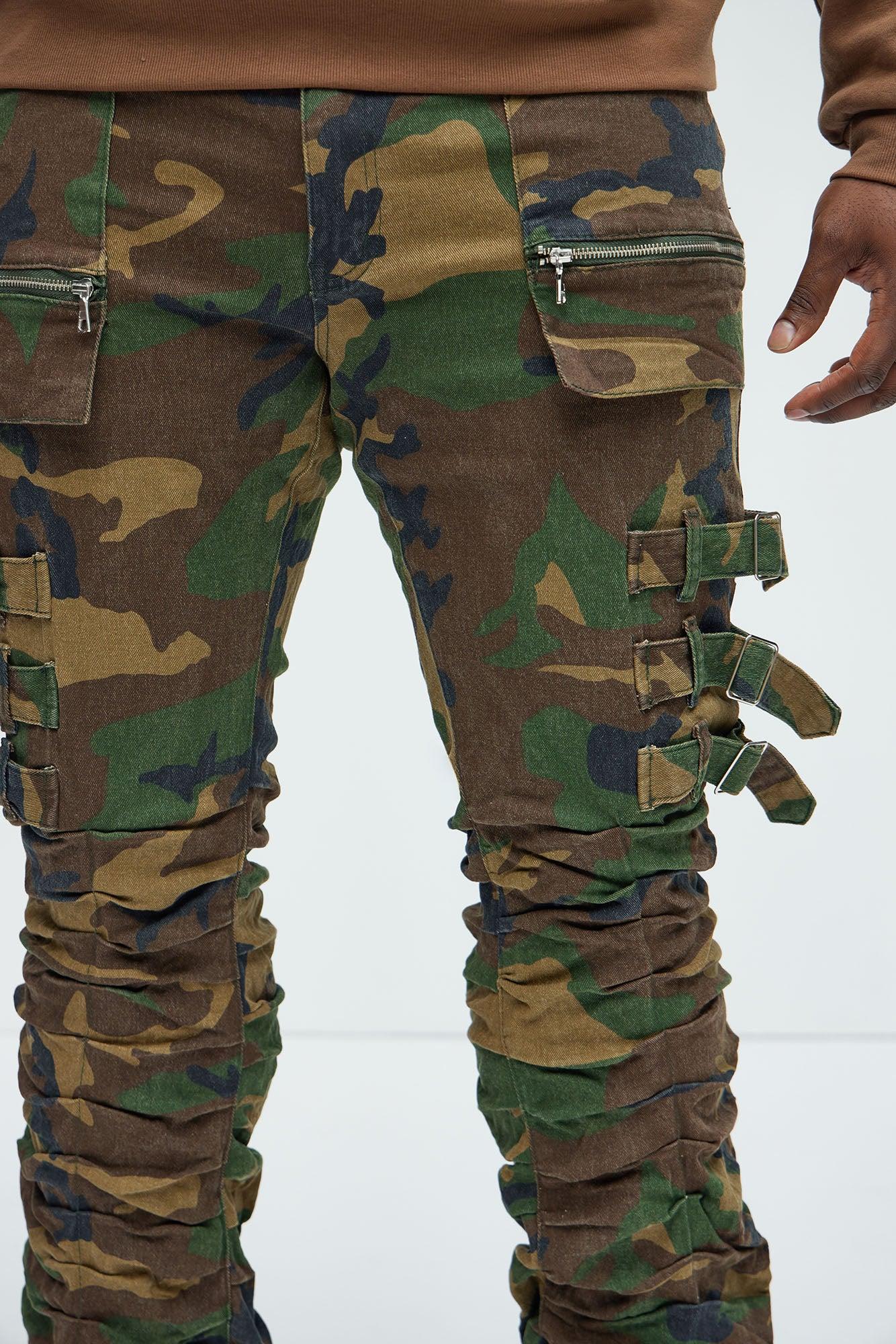 Pleat Me Down Stacked Skinny Flare Pants - Camouflage Product Image
