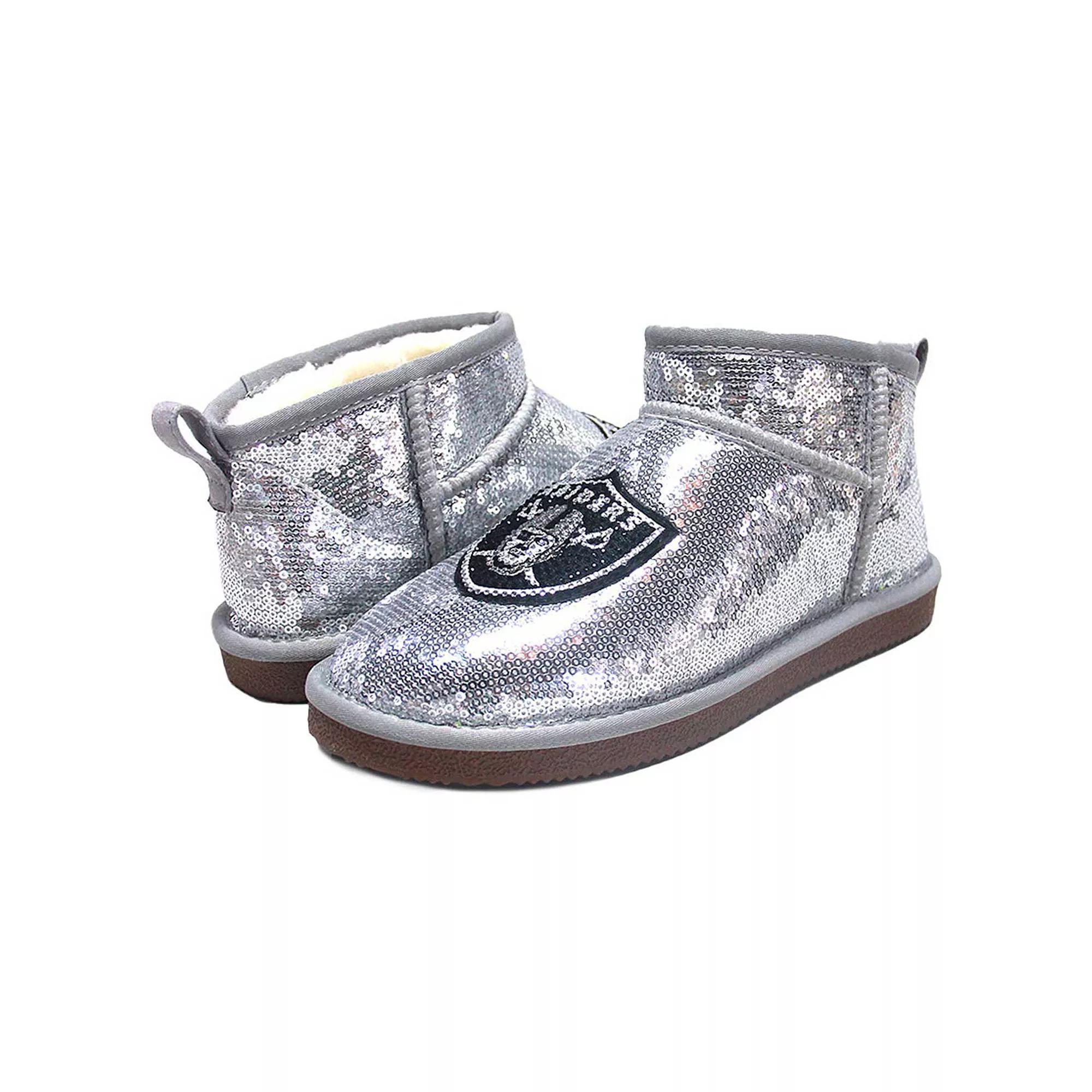 Women's Cuce  Silver Las Vegas Raiders Sequin Ankle Boots, Size: 7, Lvr Silver Product Image