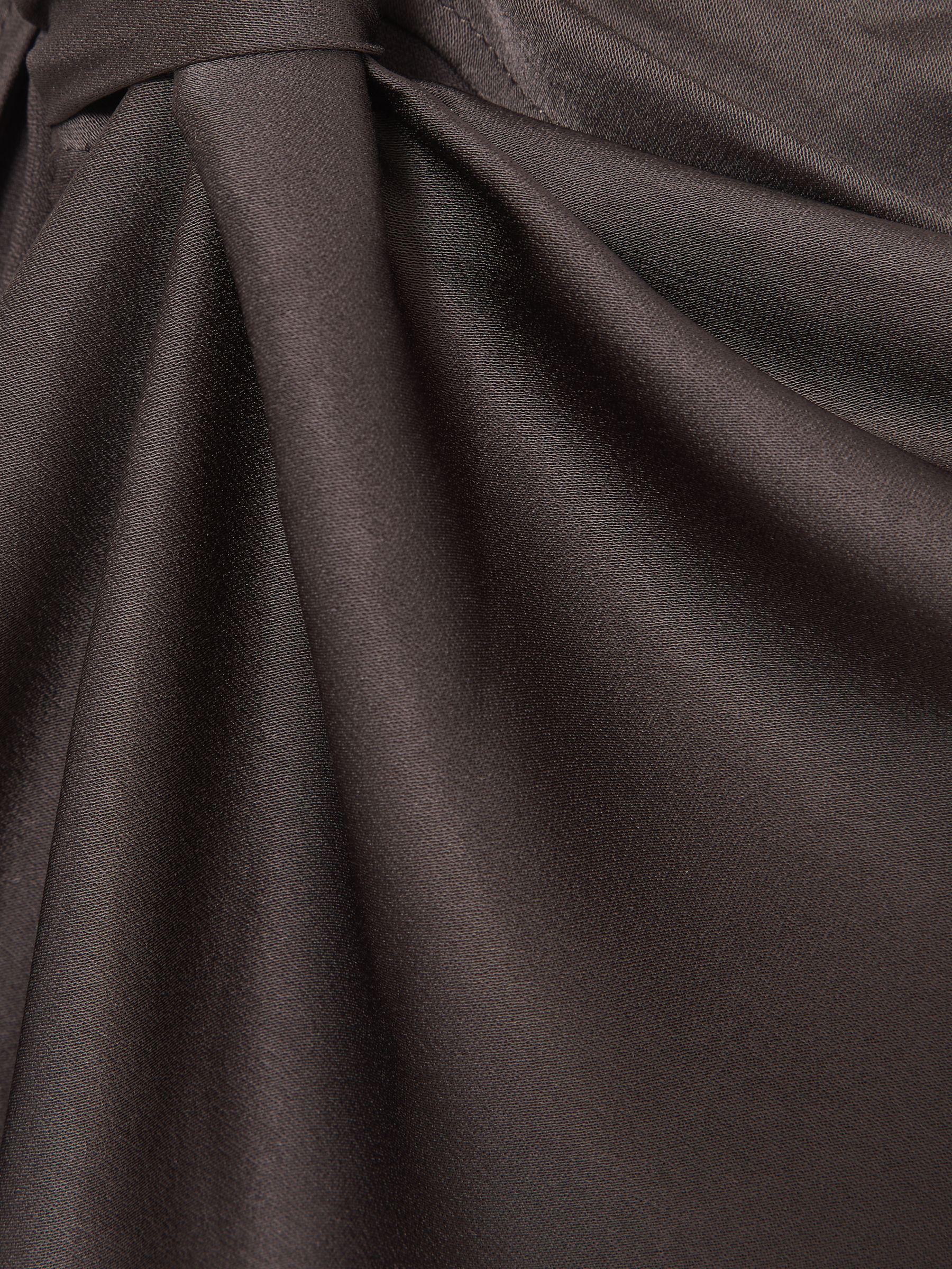 Satin Asymmetric Draped Midi Dress in Mauve Product Image