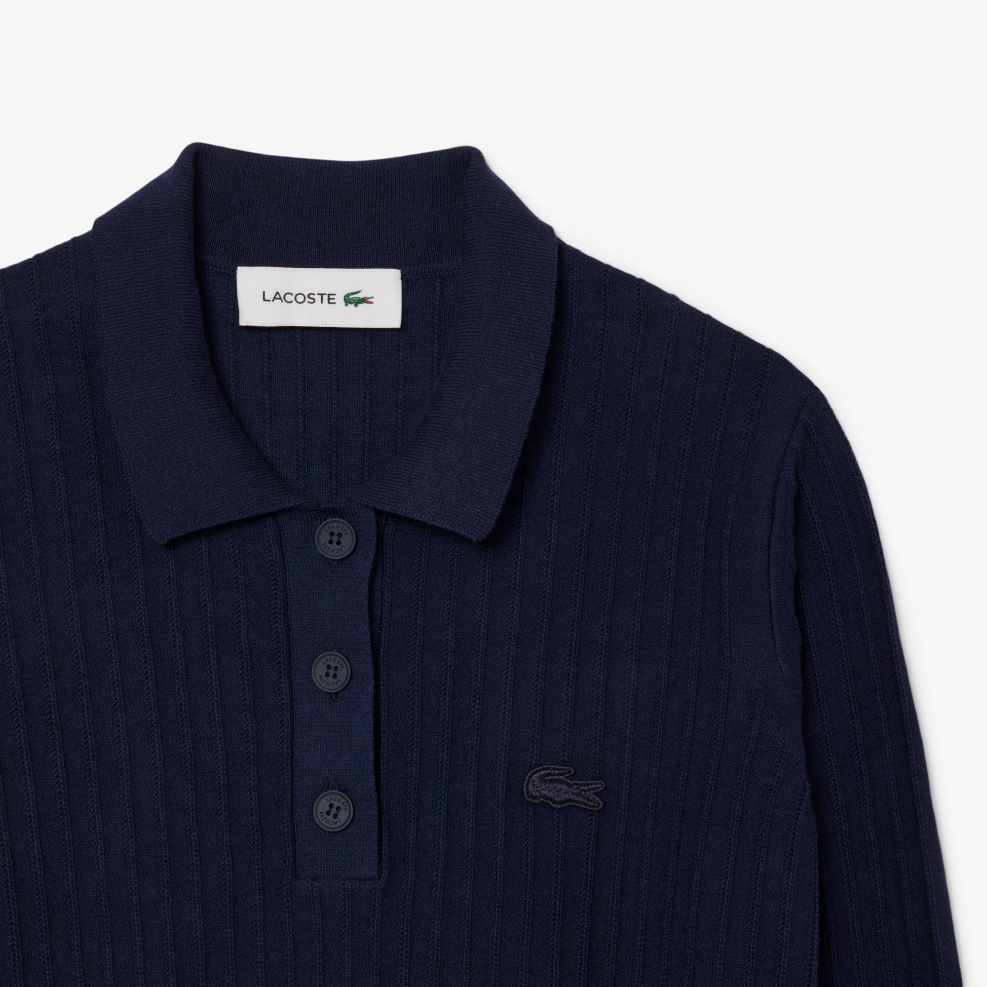 Regular Fit Ribbed Knit Polo Shirt Product Image