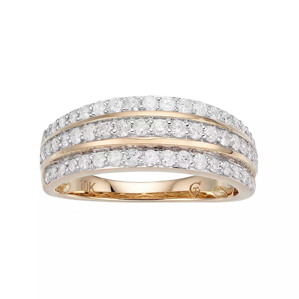 10k Gold 3/4 Carat T.W. Diamond Multi Row Ring, Women's, Size: 7 Product Image