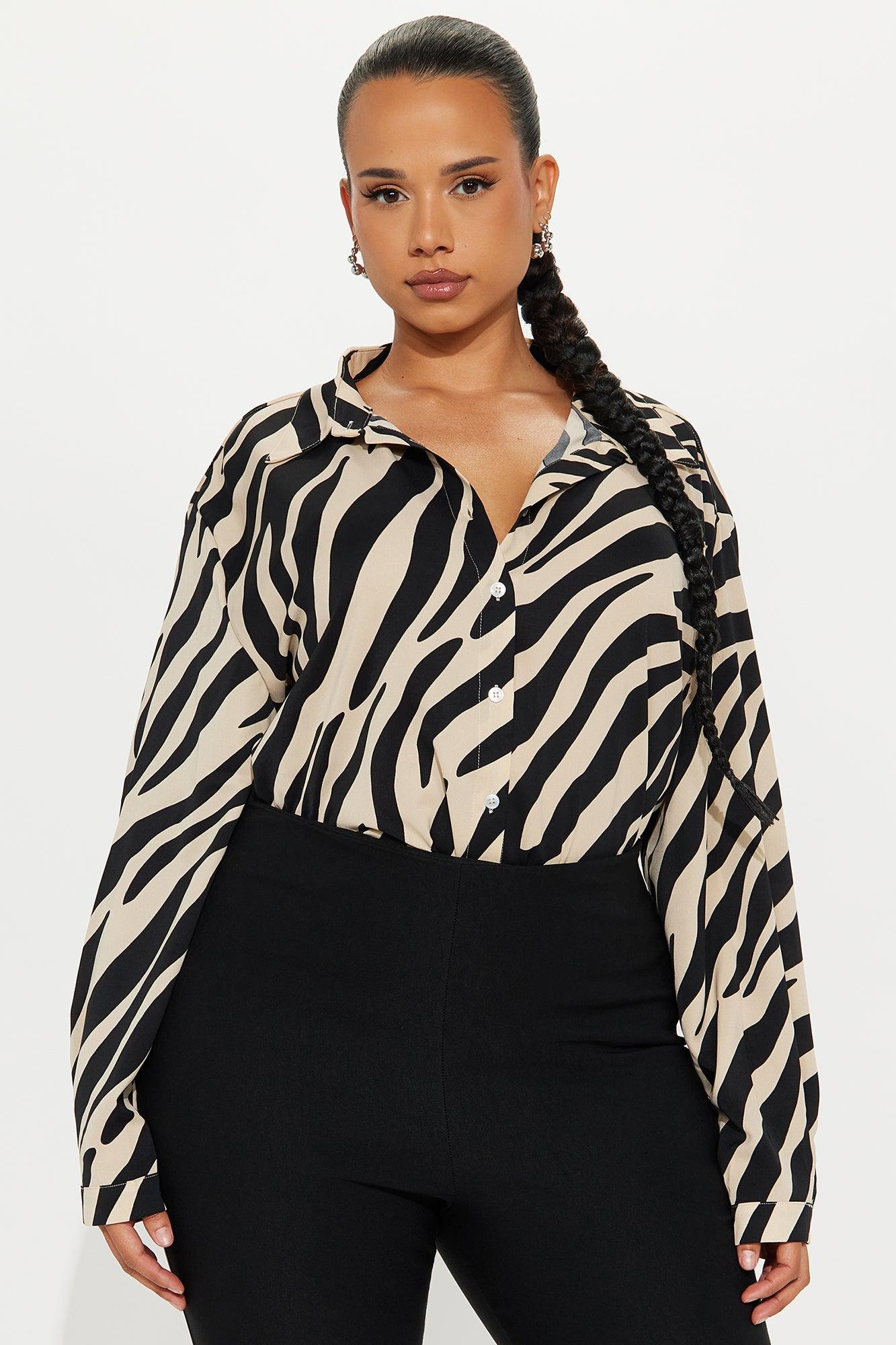 Zebra Fusion Satin Shirt - Ivory/combo Female Product Image