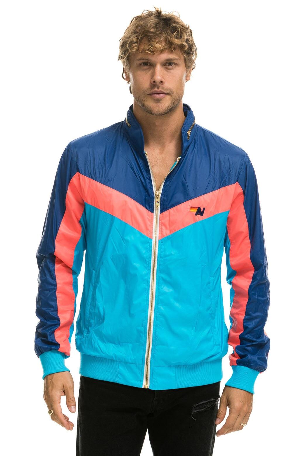 MEN'S WINDBREAKER JACKET- NEON BLUE Male Product Image