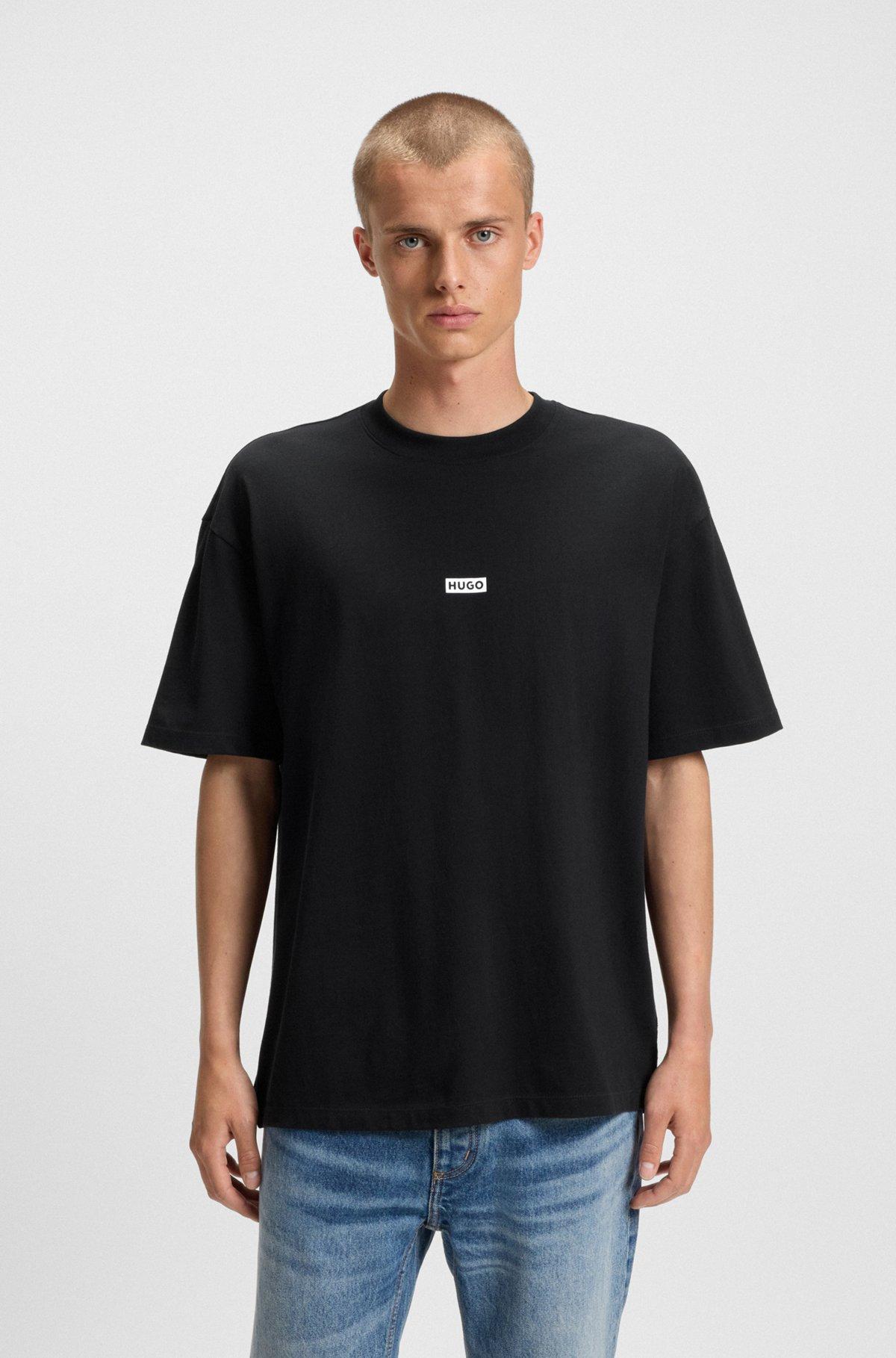 HUGO - Loose-fit T-shirt in cotton with rear logo artwork - Black Product Image