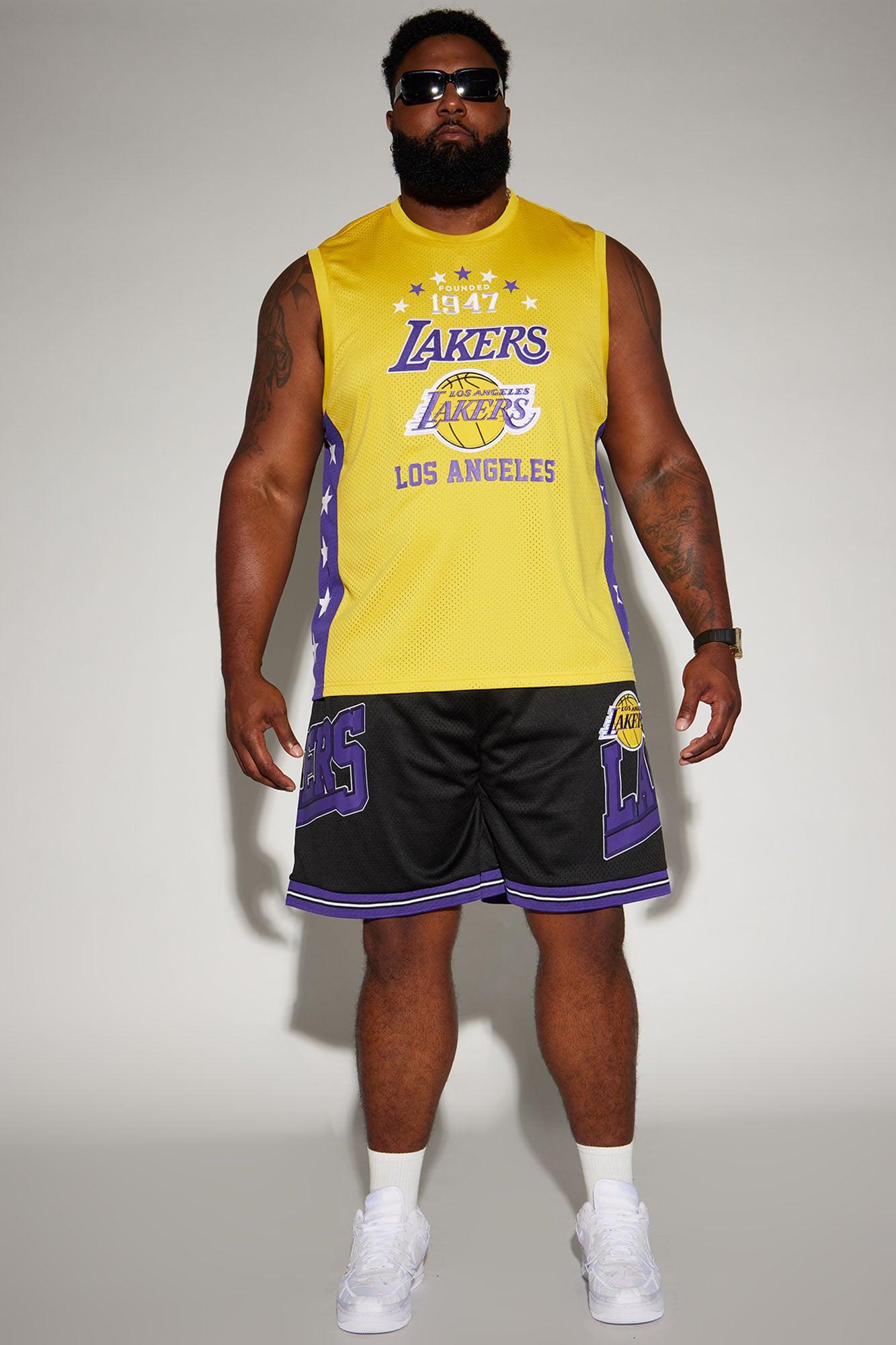 Lakers Step Back Mesh Shorts - Black Product Image
