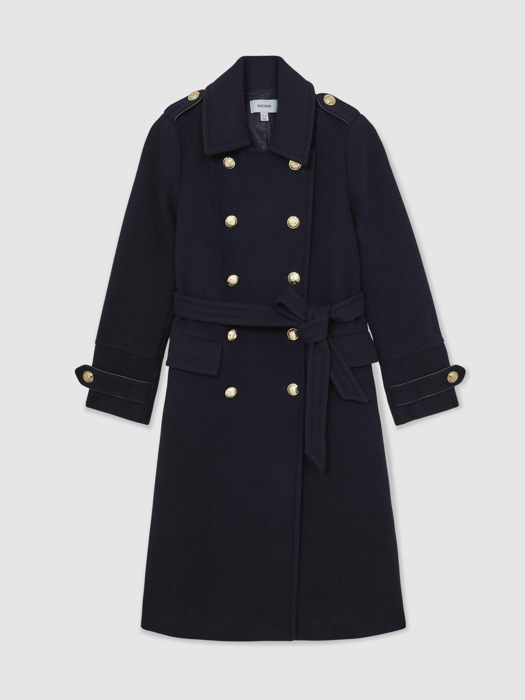 Petite Wool-Blend Double-Breasted Coat in Navy Product Image