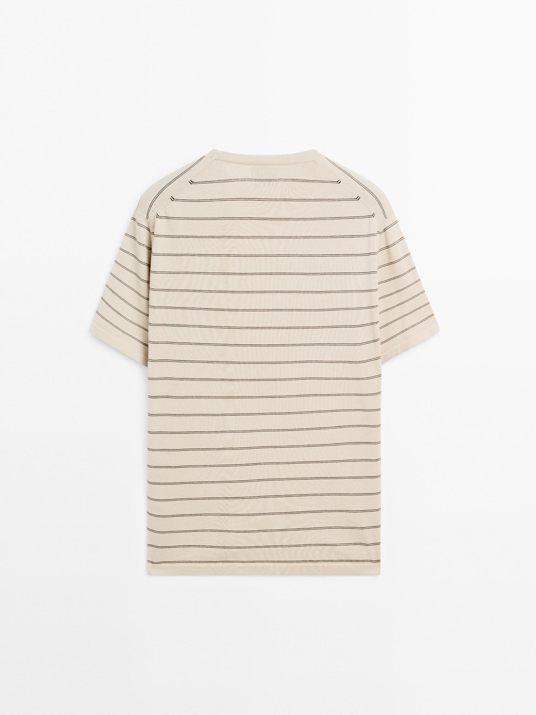 Striped lightweight knit T-shirt Product Image
