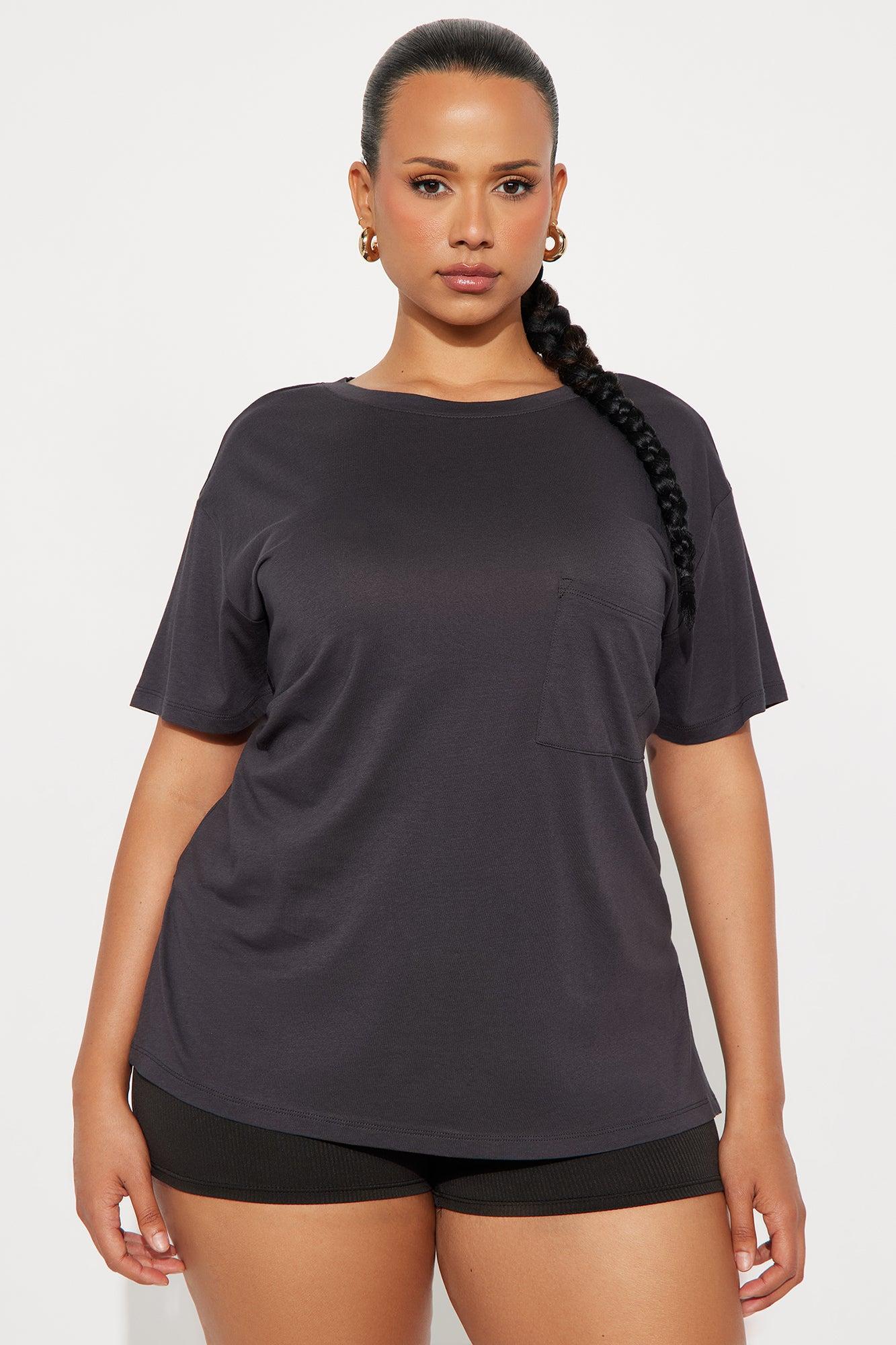 Laid Back Chillin' Pocket Tee - Charcoal Female Product Image