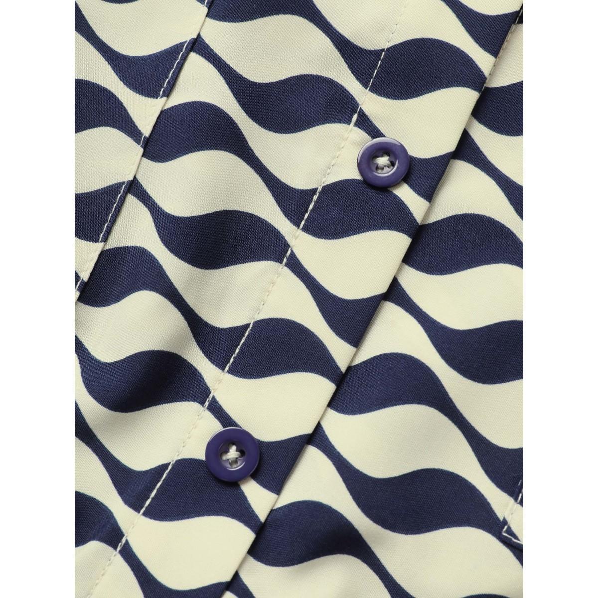 Plus Size Shirt Collar Striped Belted Midi Dress Navy Women At the Office Belted Shirt collar Cap Sleeve Curvy BloomChic 28/5X Product Image