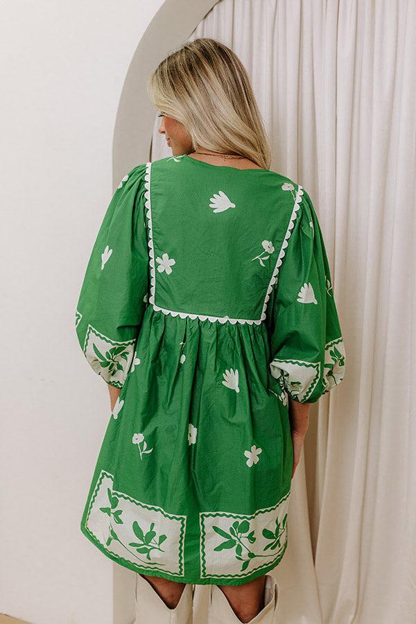 Picture Perfect Floral Mini Dress in Kelly Green Product Image