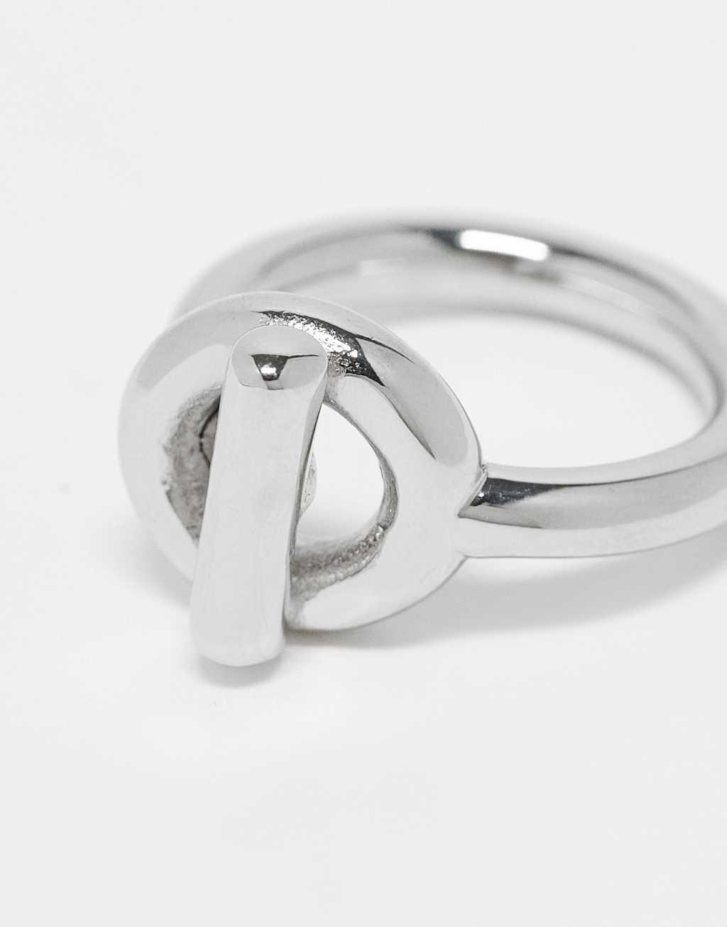 ASOS DESIGN waterproof stainless steel tbar ring in silver tone Product Image