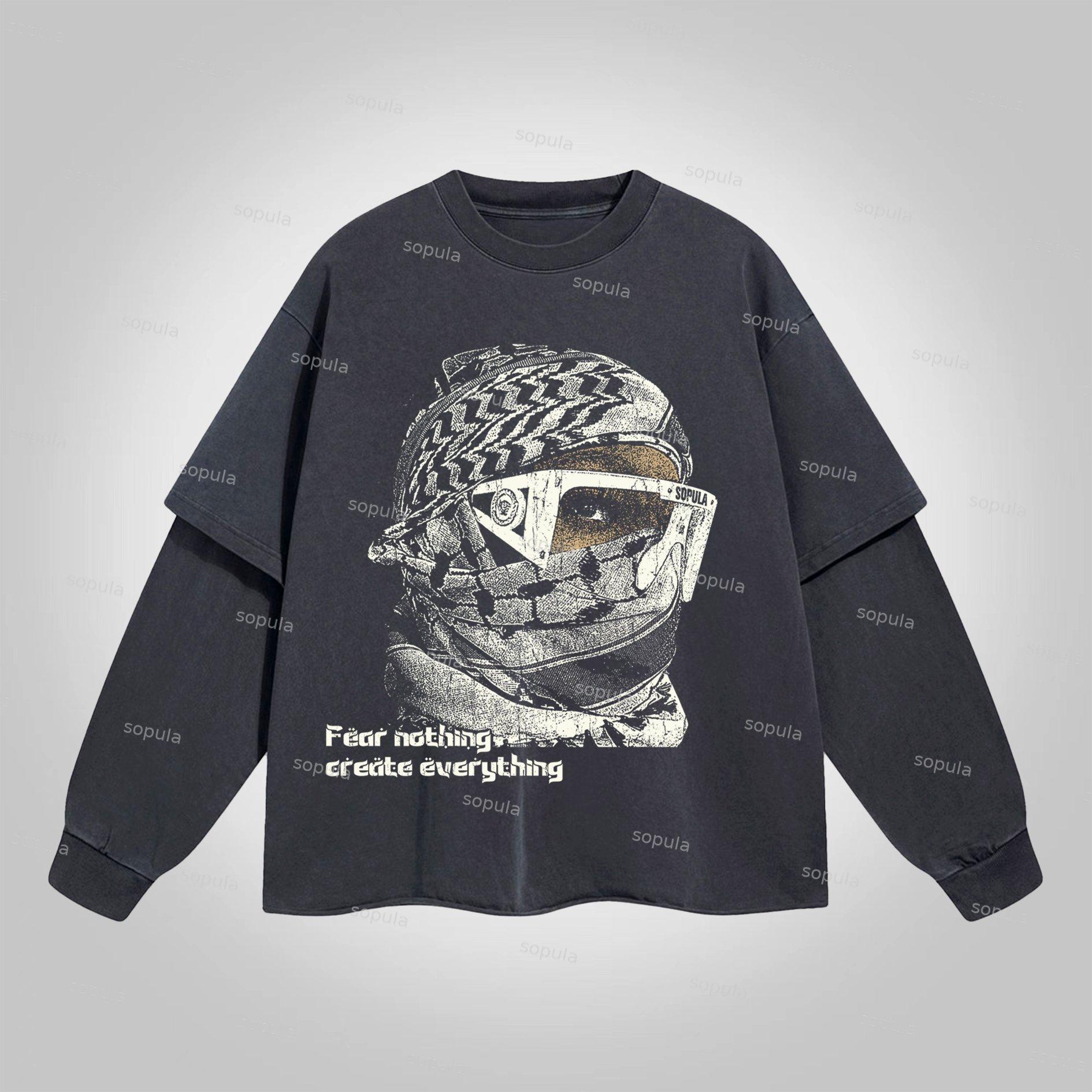 Sopula Fear Nothing, Create Everything Vintage Characters Cotton Long Sleeve T-Shirt Product Image