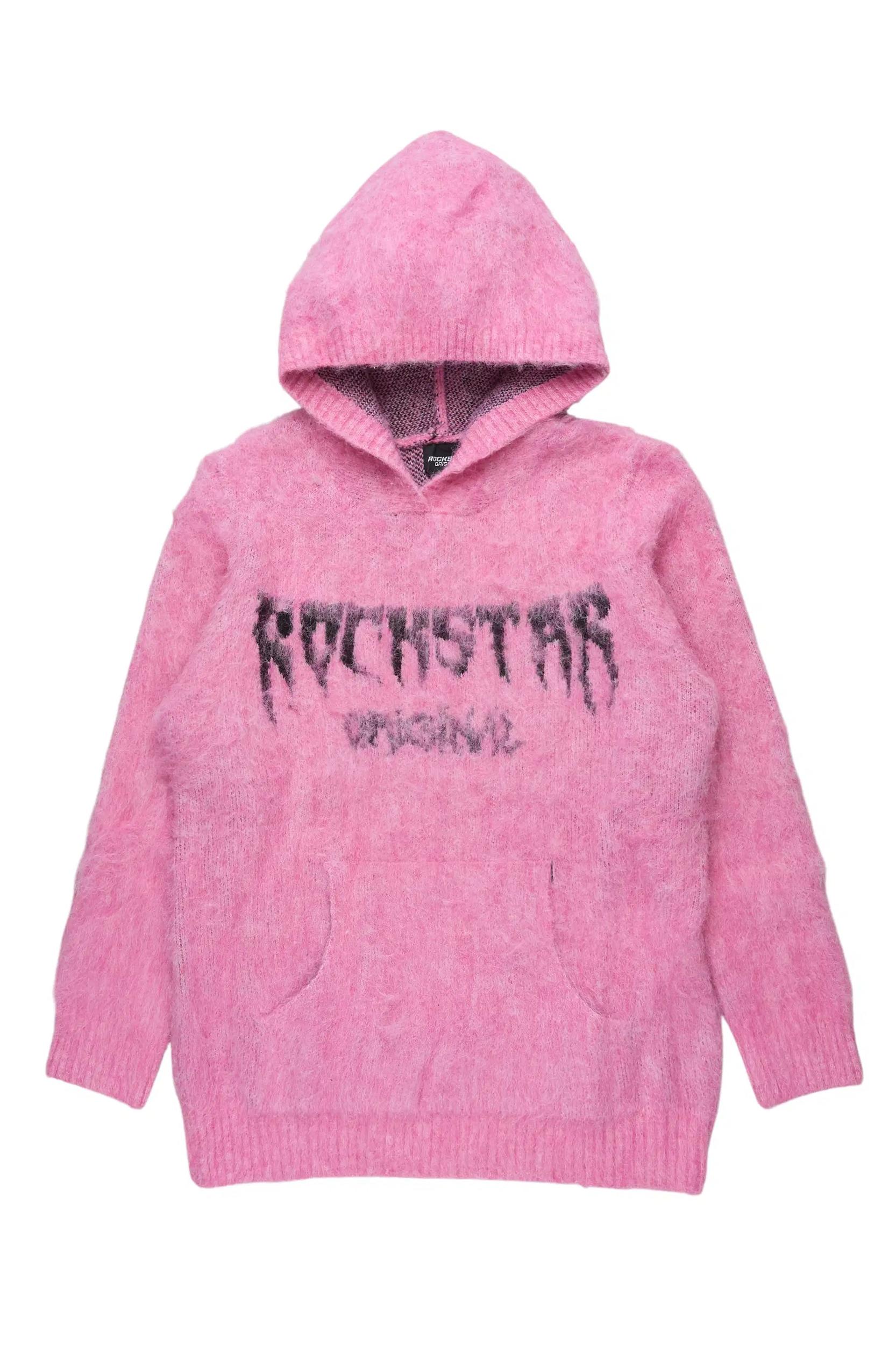 Andreas Pink Graphic Knit Hoodie Female Product Image