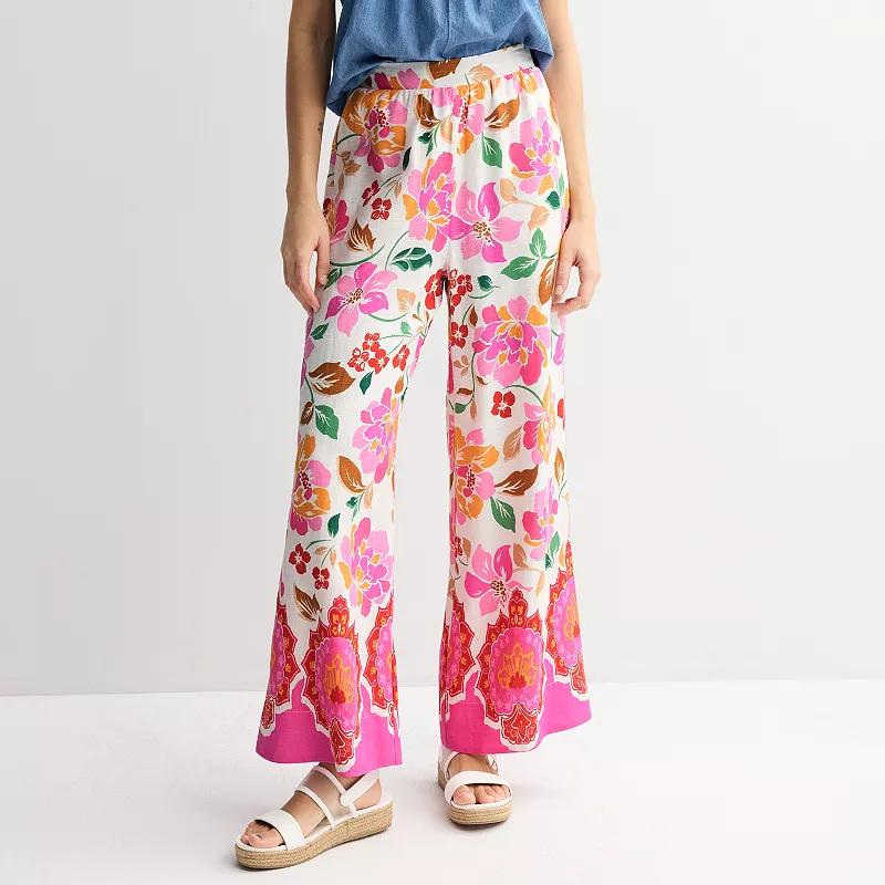 Women's Draper James Printed Wide-Leg Linen Pants, Size: Small, Floral Print Product Image