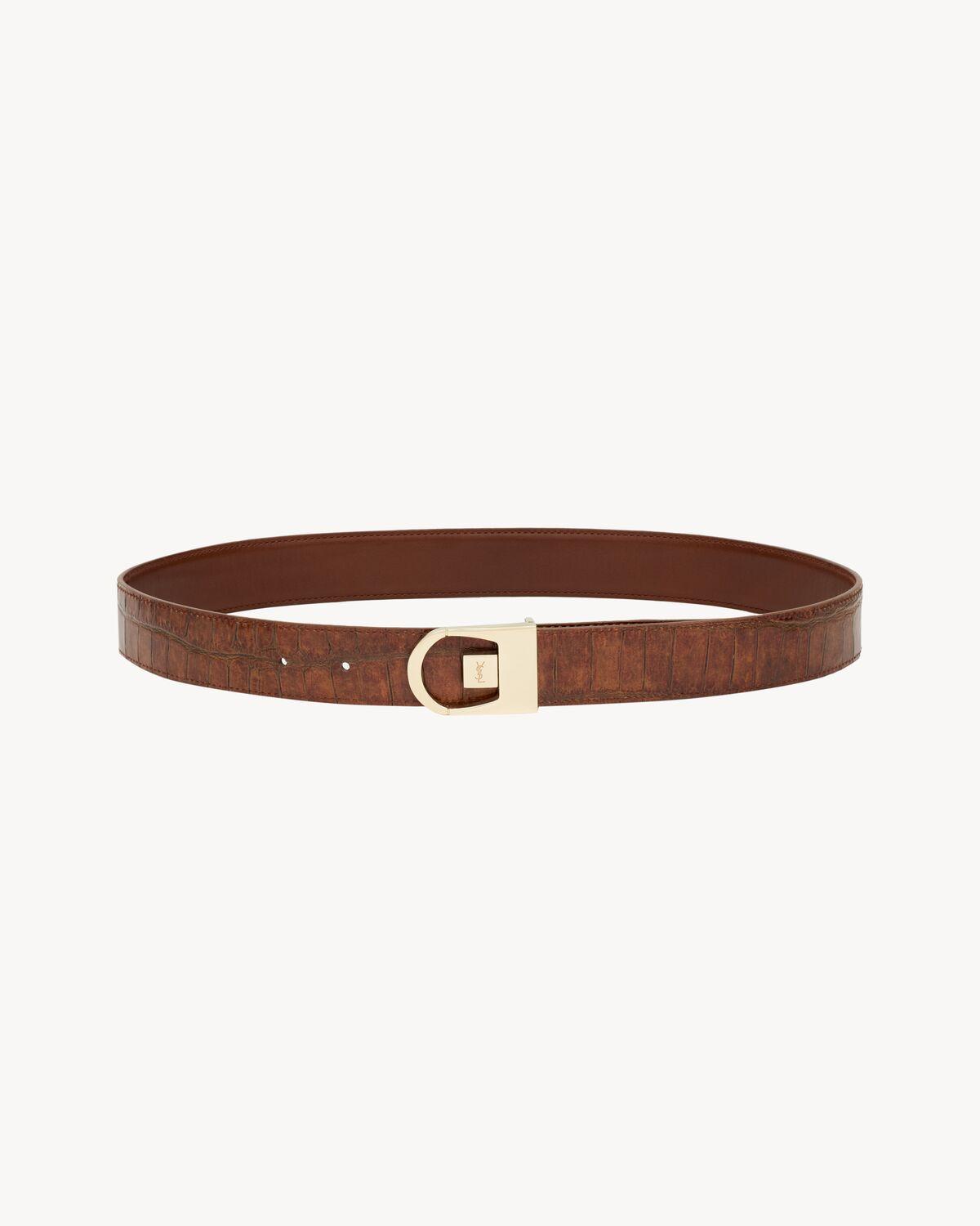 reversible belt in crocodile-embossed leather Product Image