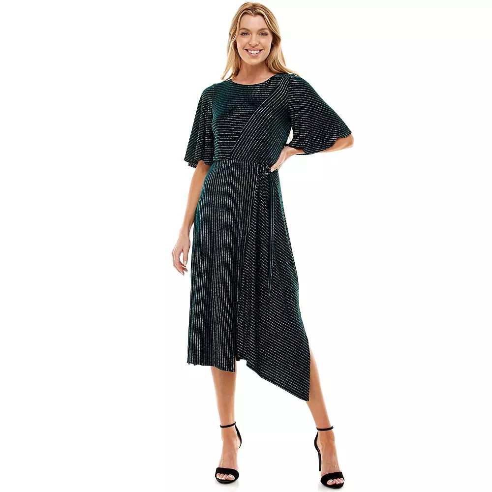 Women's Luxology Textured Asymmetrical Midi Dress,  Product Image