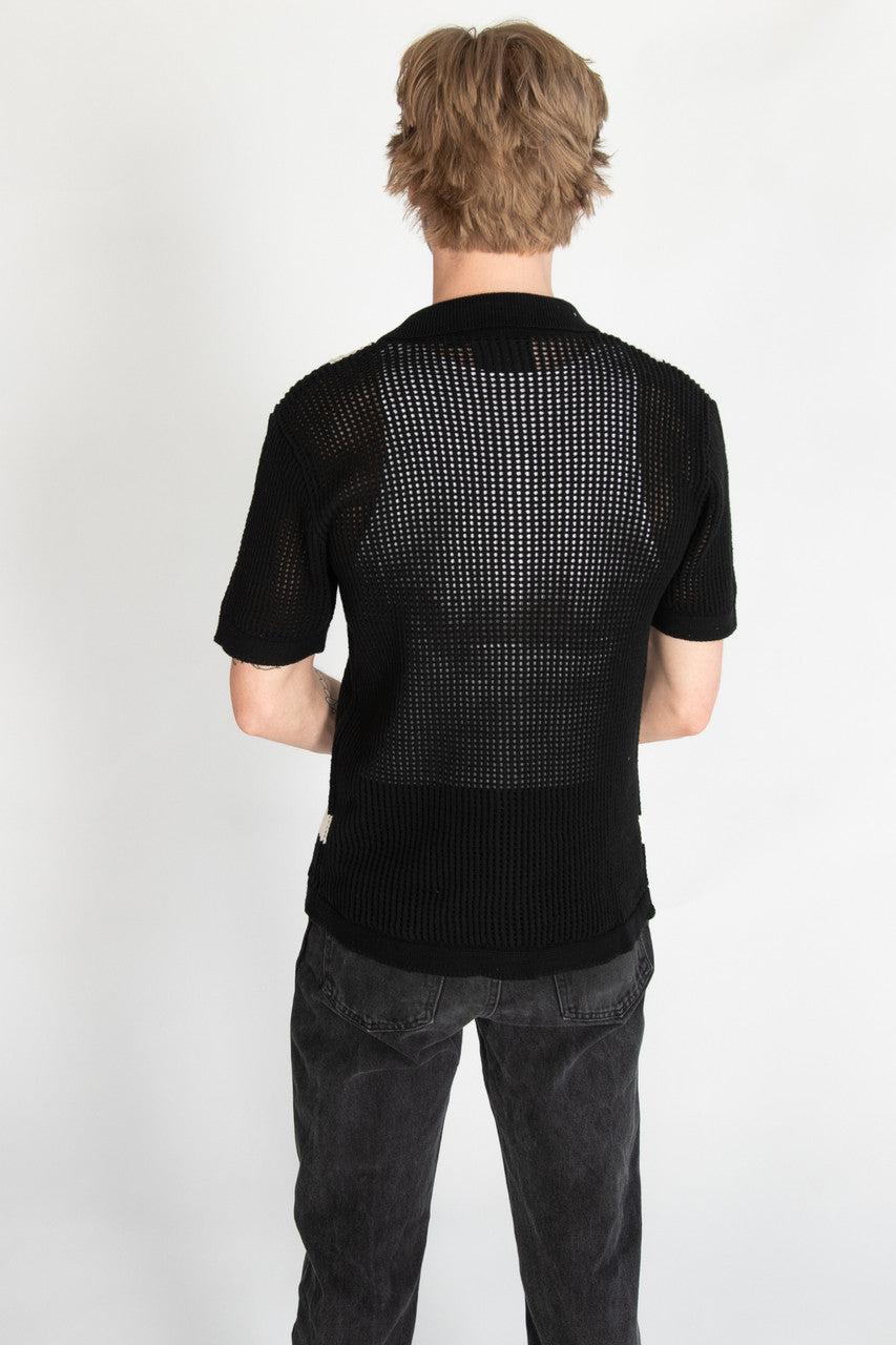 Crochet Bowling Style Button Up Shirt Product Image